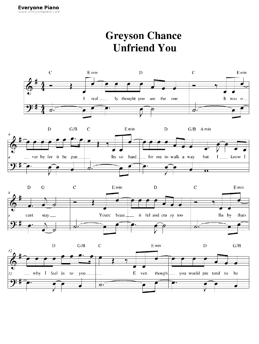 Unfriend You-Greyson Chance钢琴谱1