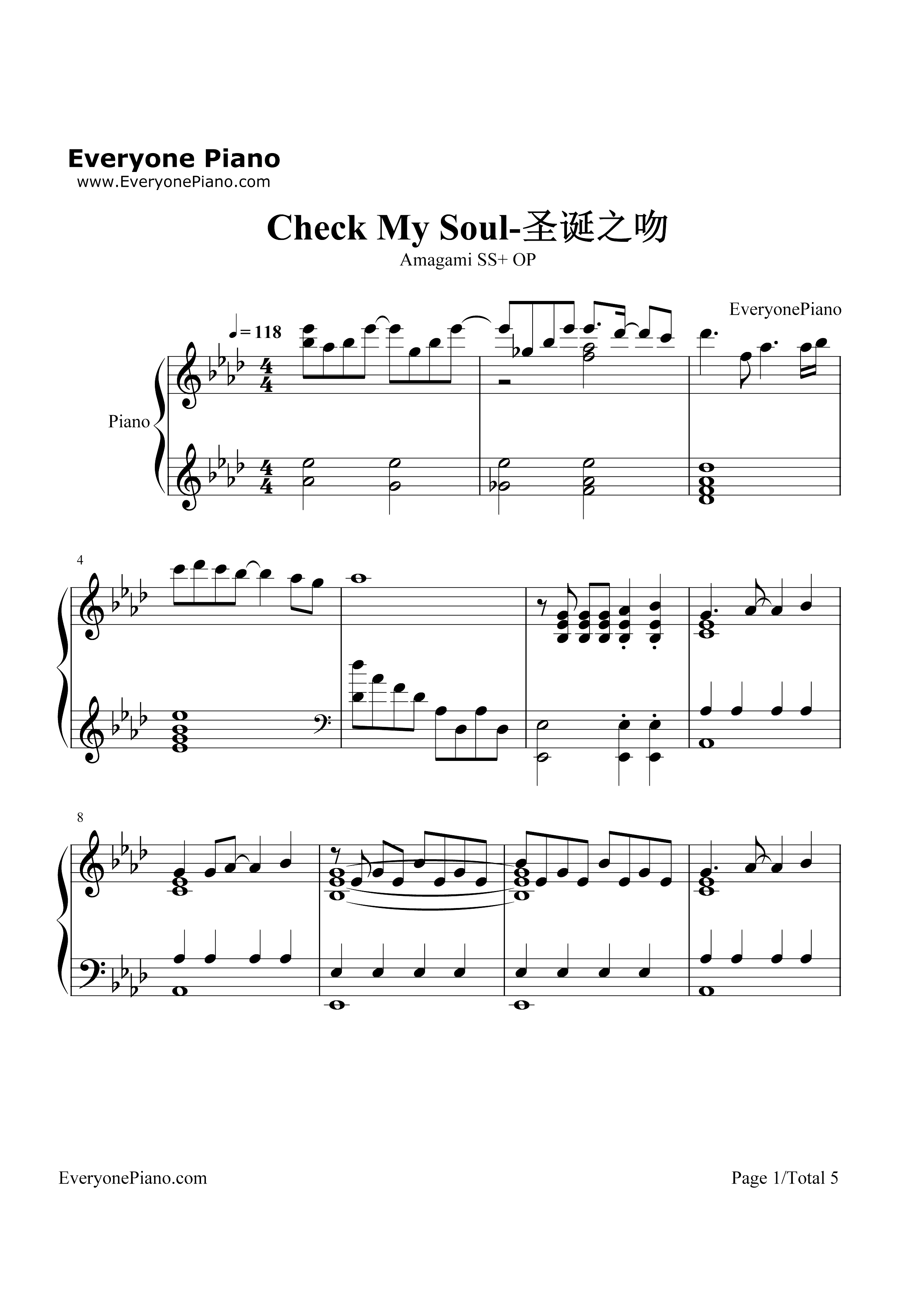 Check My Soul-圣诞之吻SS-plus OP钢琴谱1