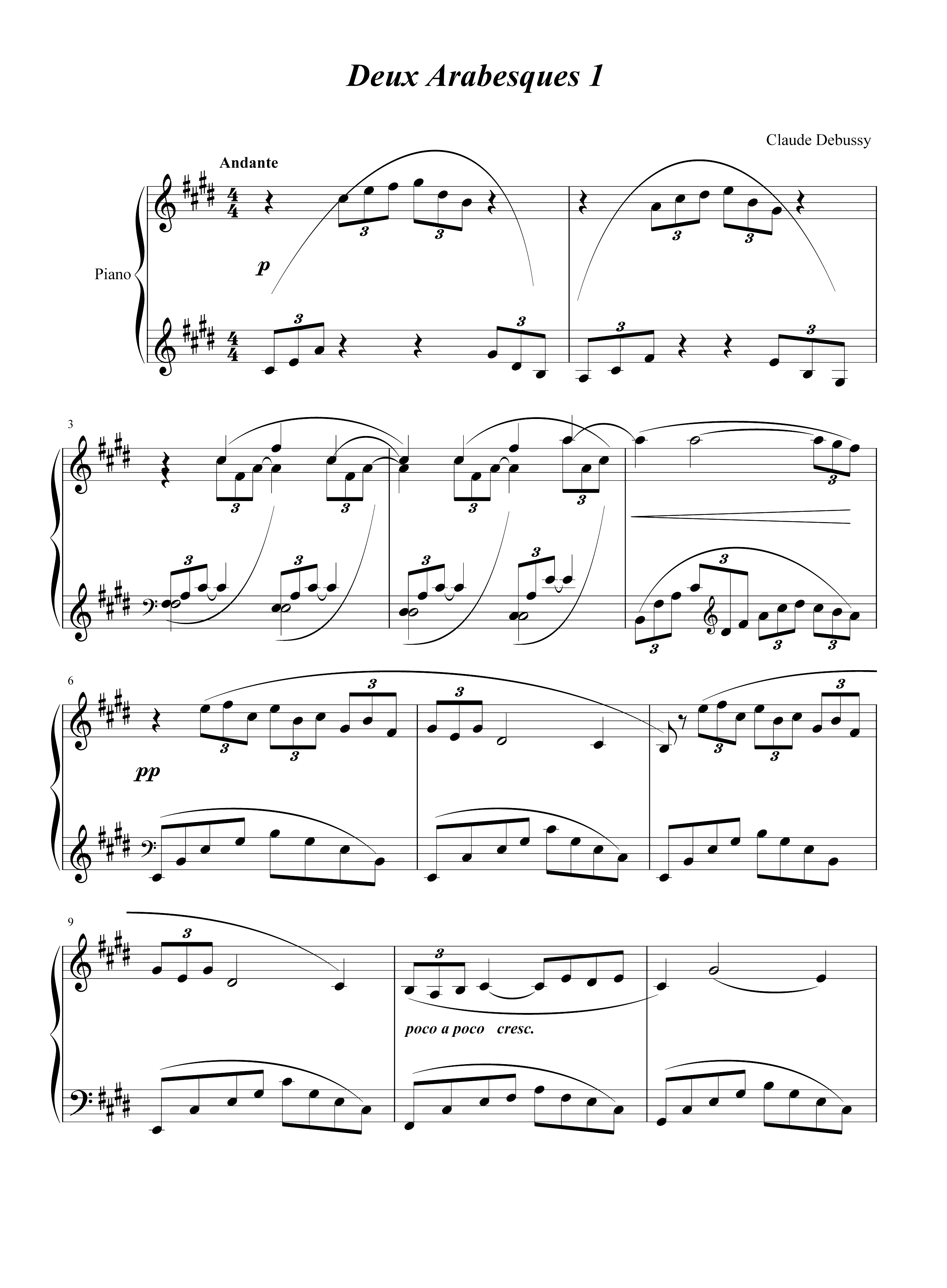 Arabesque No. 1-Claude Debussy钢琴谱1