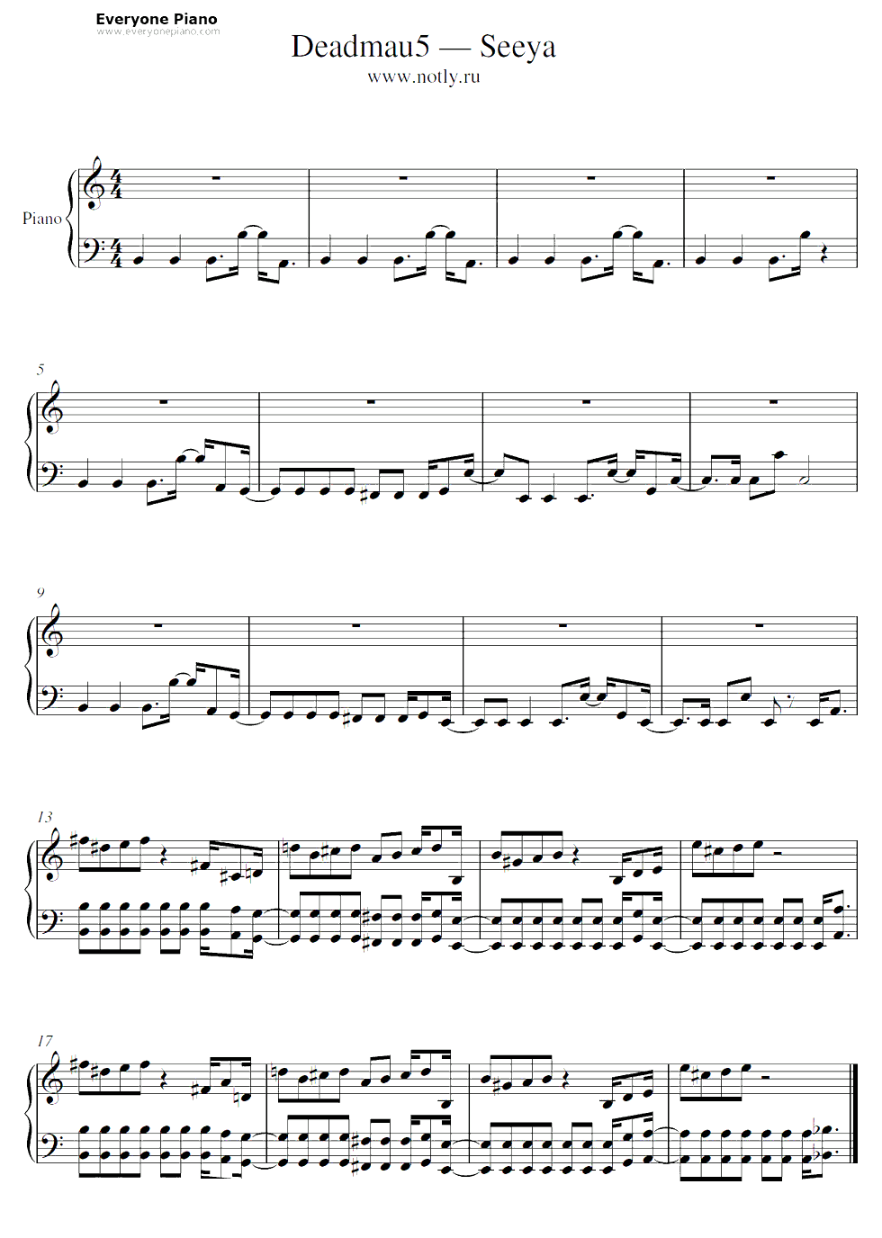 Seeya-Deadmau5钢琴谱1