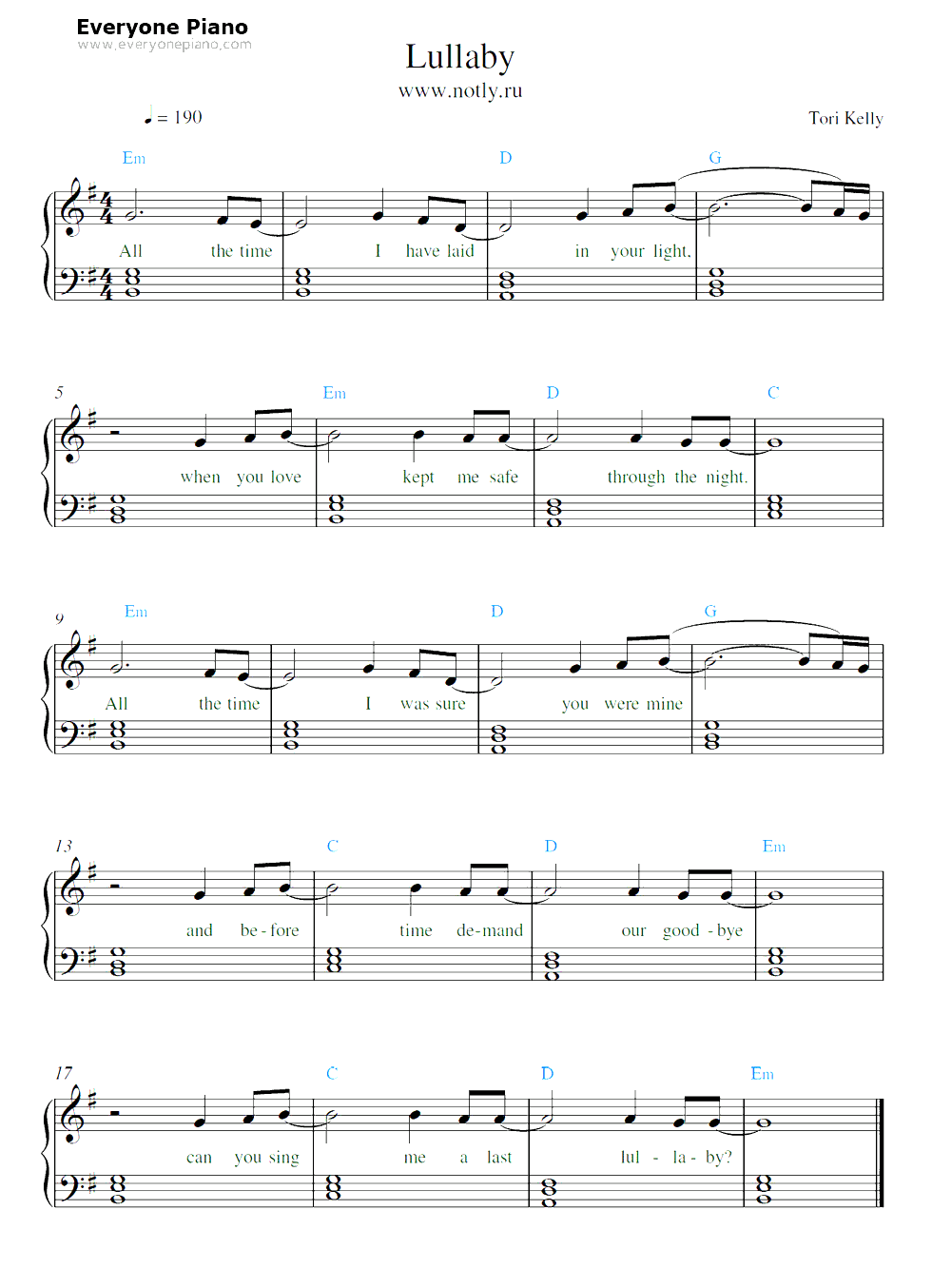 Lullaby-Professor Green & Tori Kelly钢琴谱1