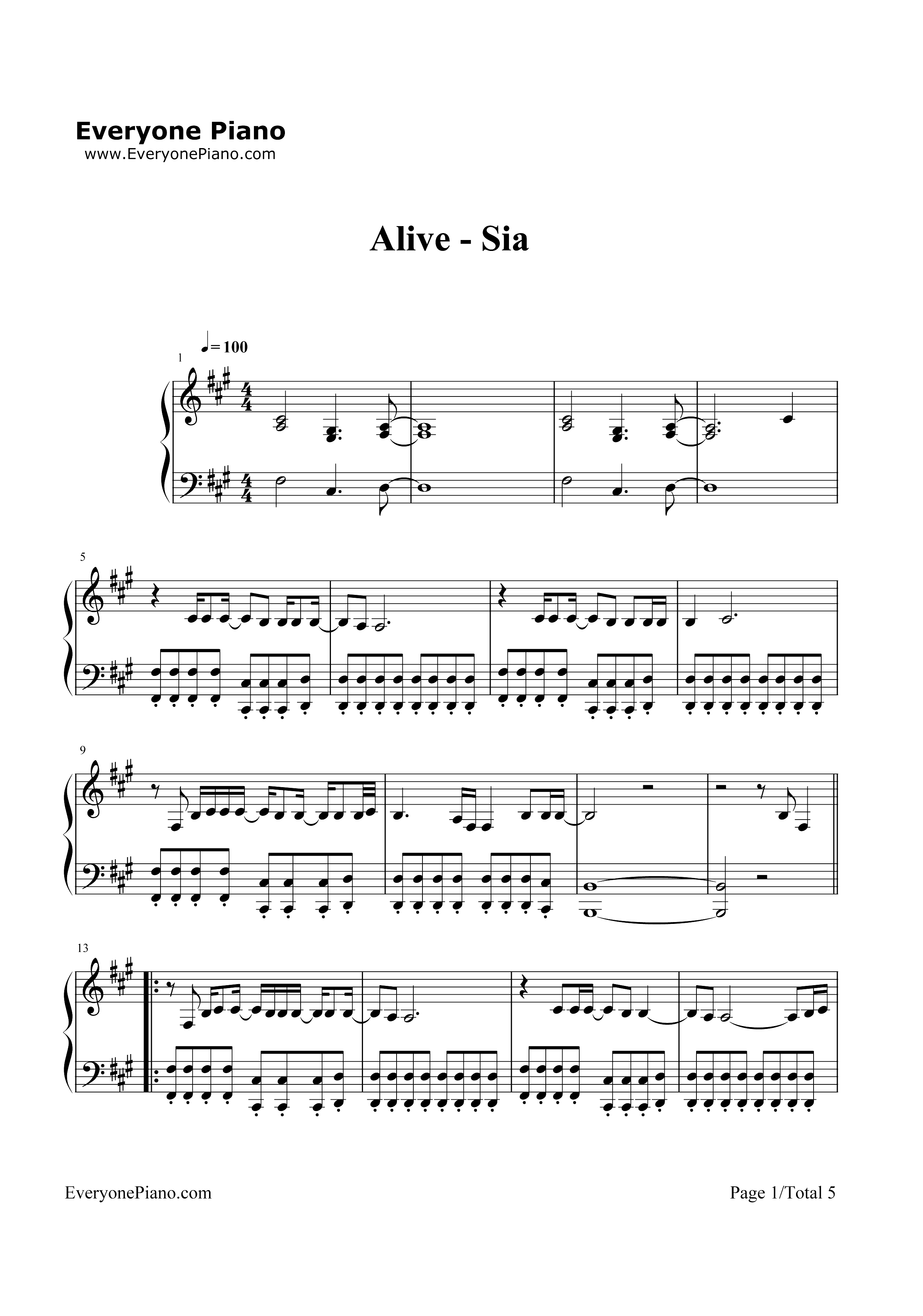 Alive-Sia钢琴谱1