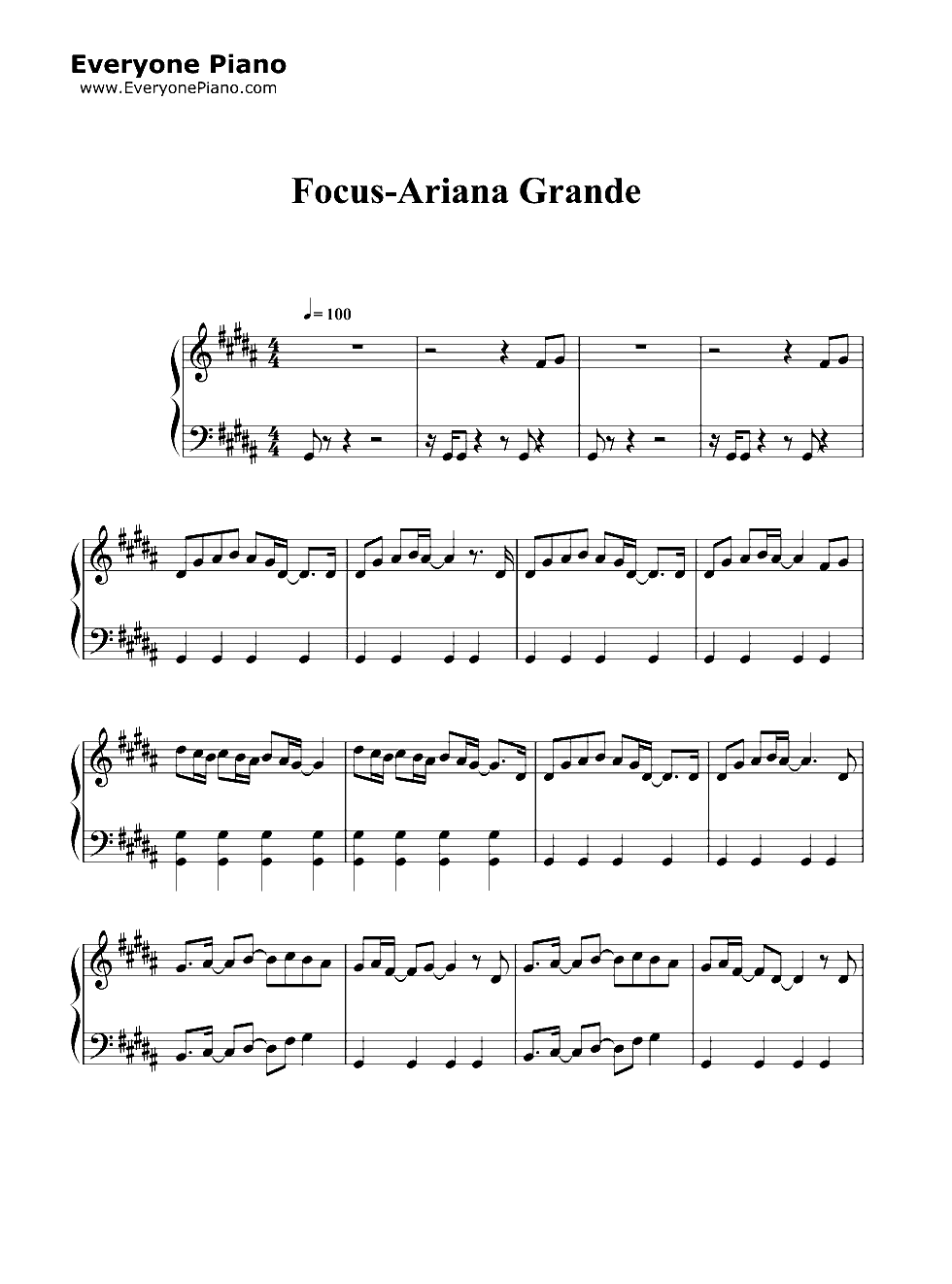 Focus-Ariana Grande钢琴谱1