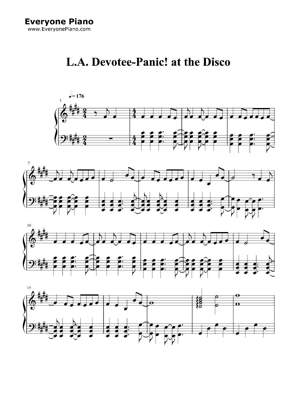 LA Devotee-Panic at the Disco钢琴谱1