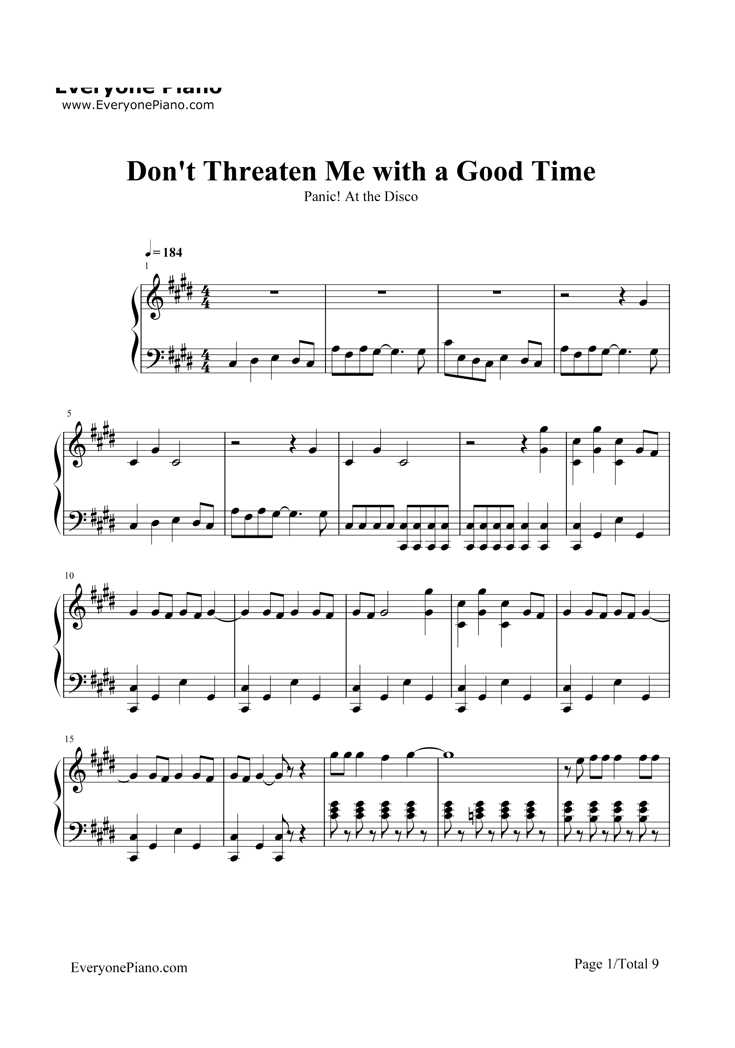 Dont Threaten Me with a Good Time-Panic at the Disco钢琴谱1