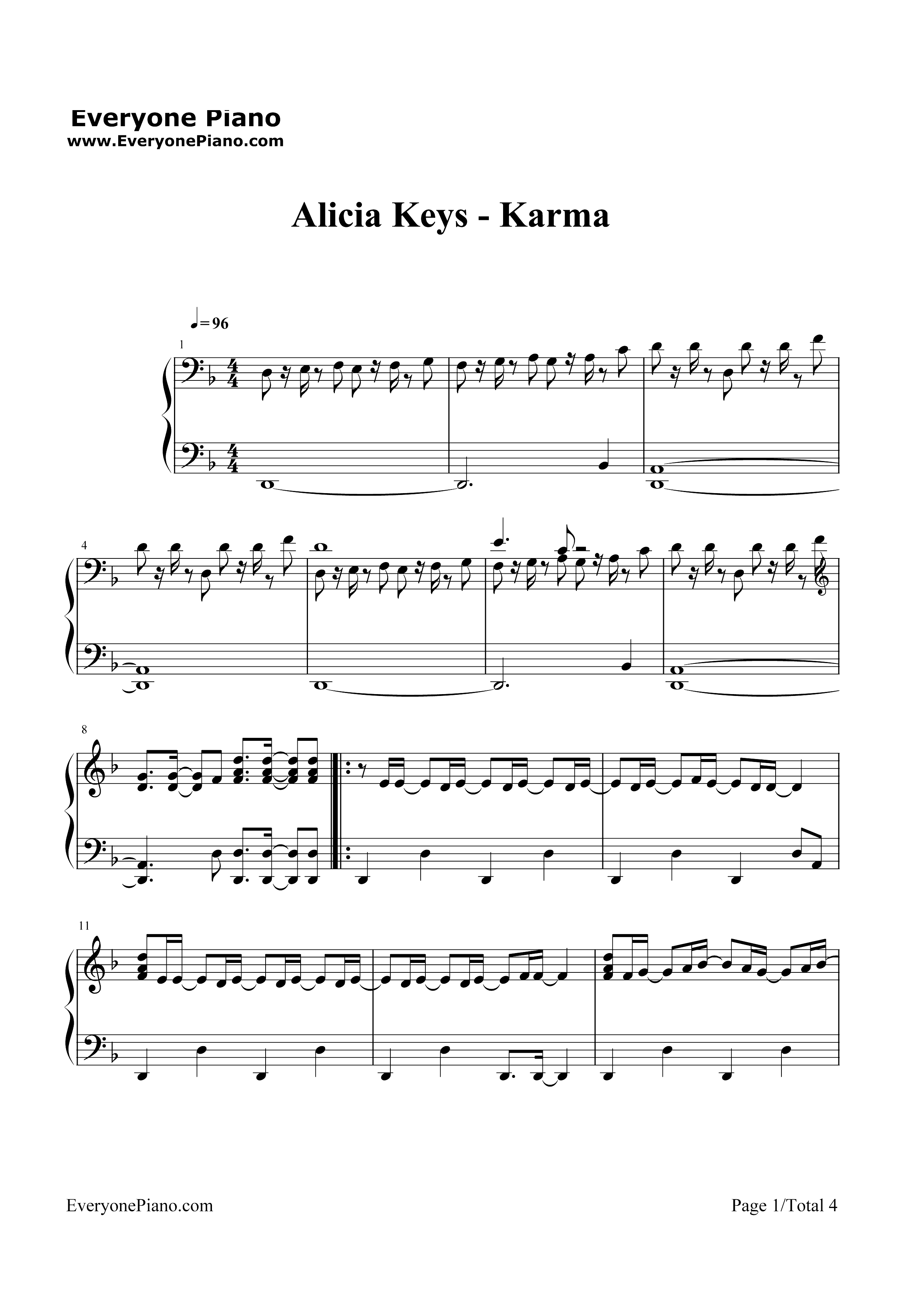 Karma-Alicia Keys钢琴谱1