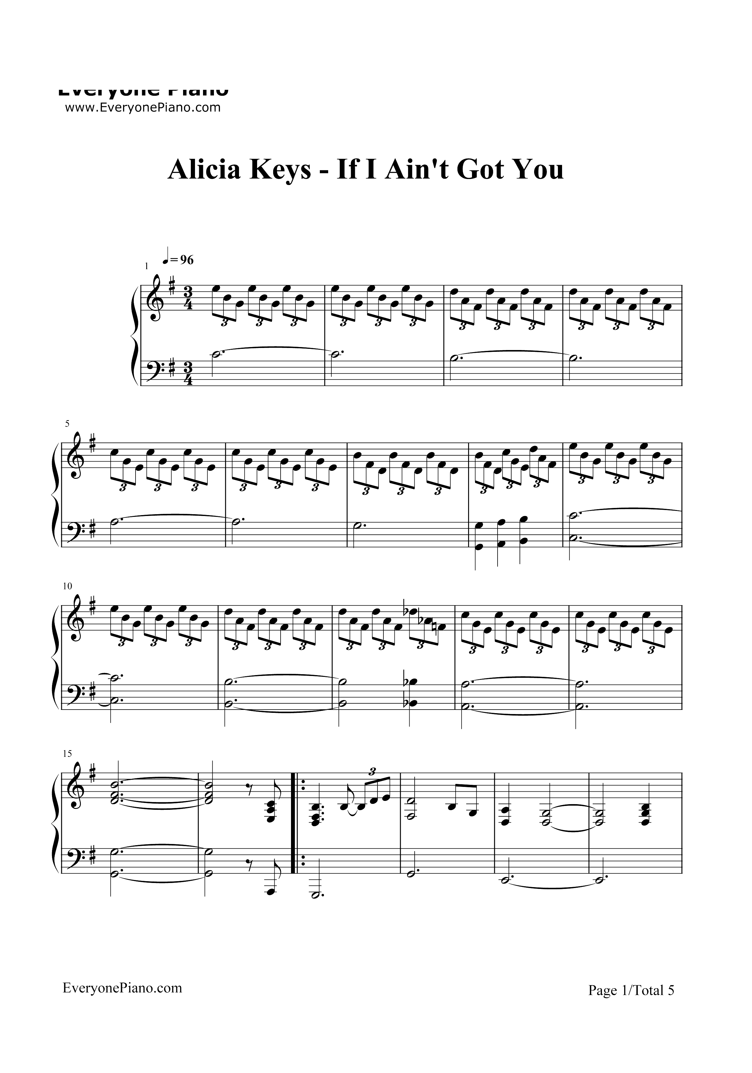 If I Aint Got You-Alicia Keys钢琴谱1