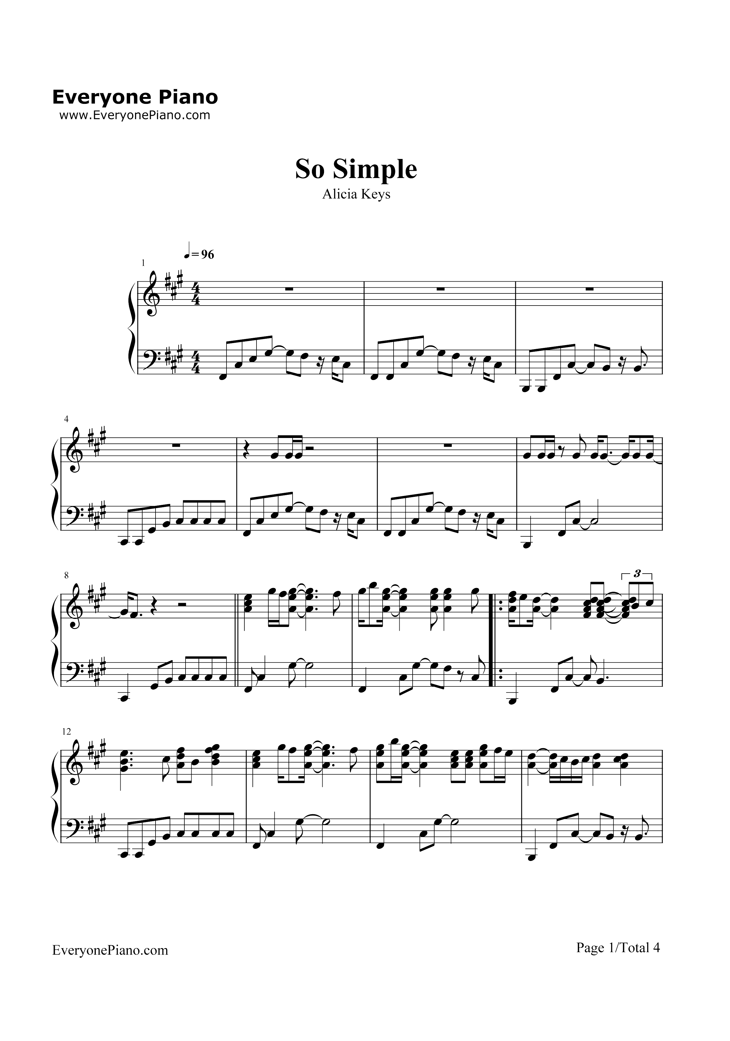 So Simple-Alicia Keys钢琴谱1