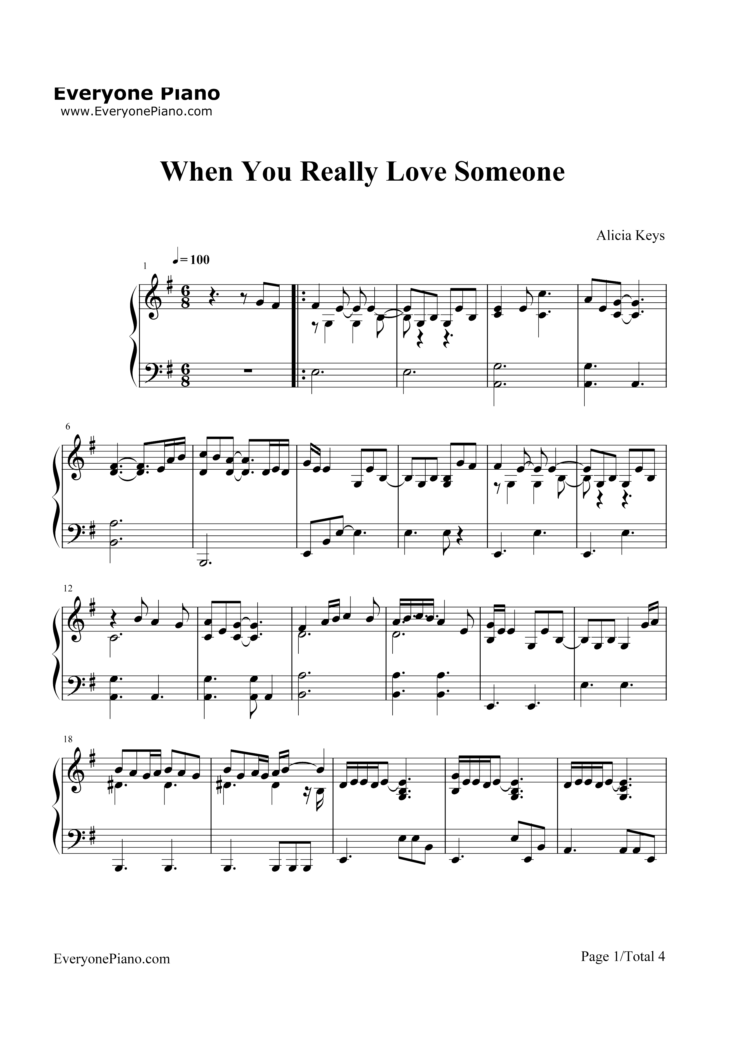 When You Really Love Someone-Alicia Keys钢琴谱1