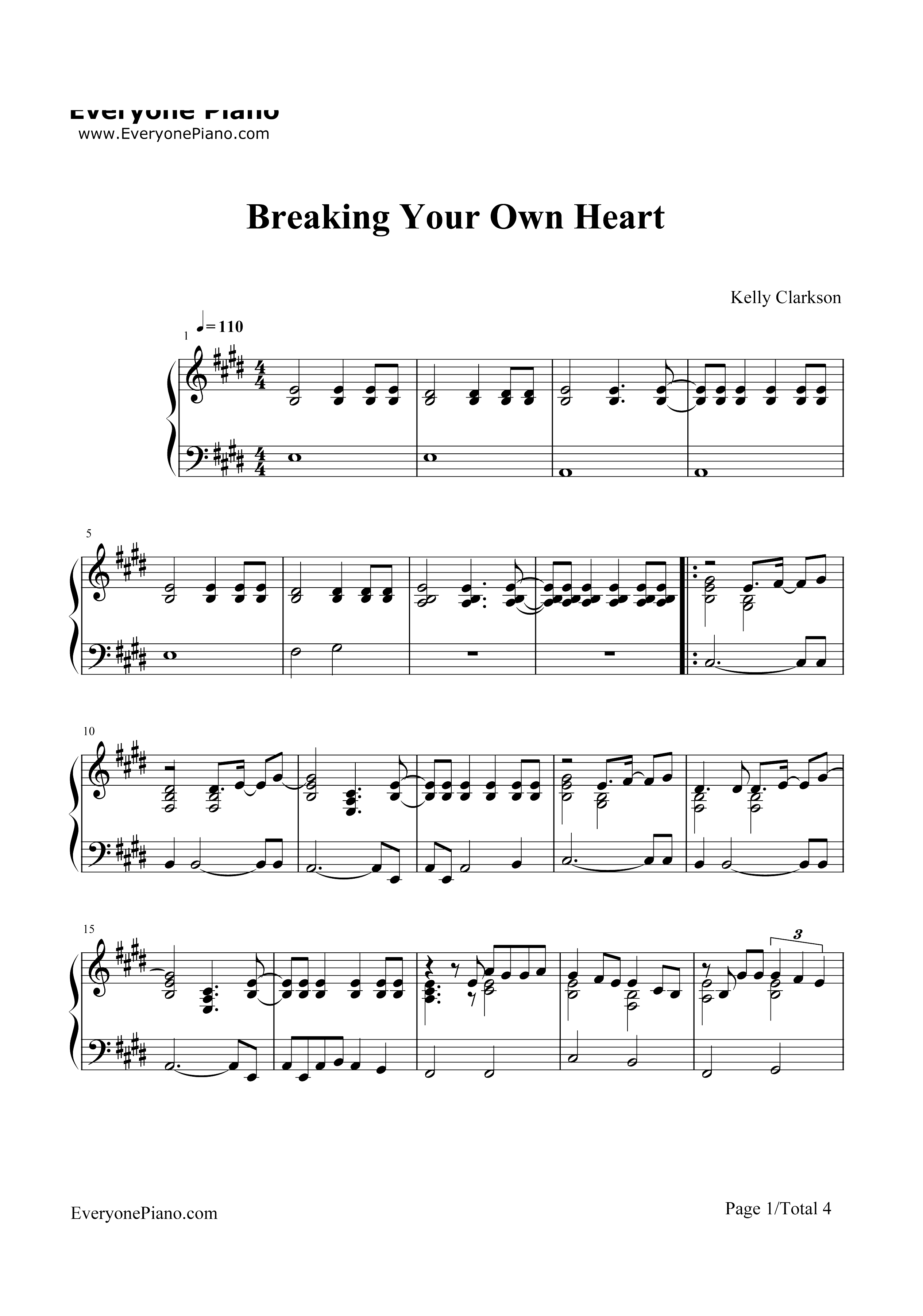 Breaking Your Own Heart-Kelly Clarkson钢琴谱1