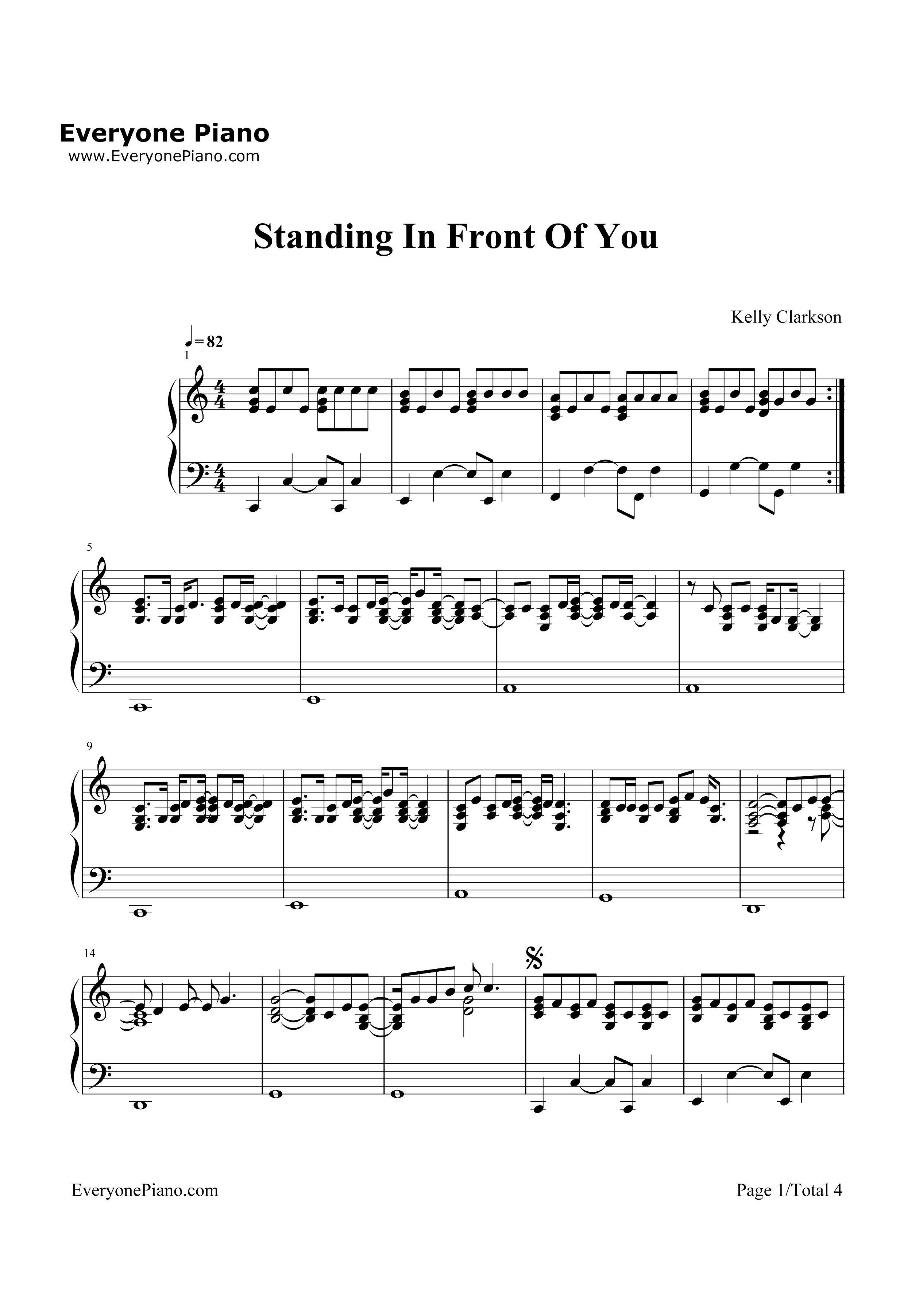 Standing In Front Of You-Kelly Clarkson钢琴谱1