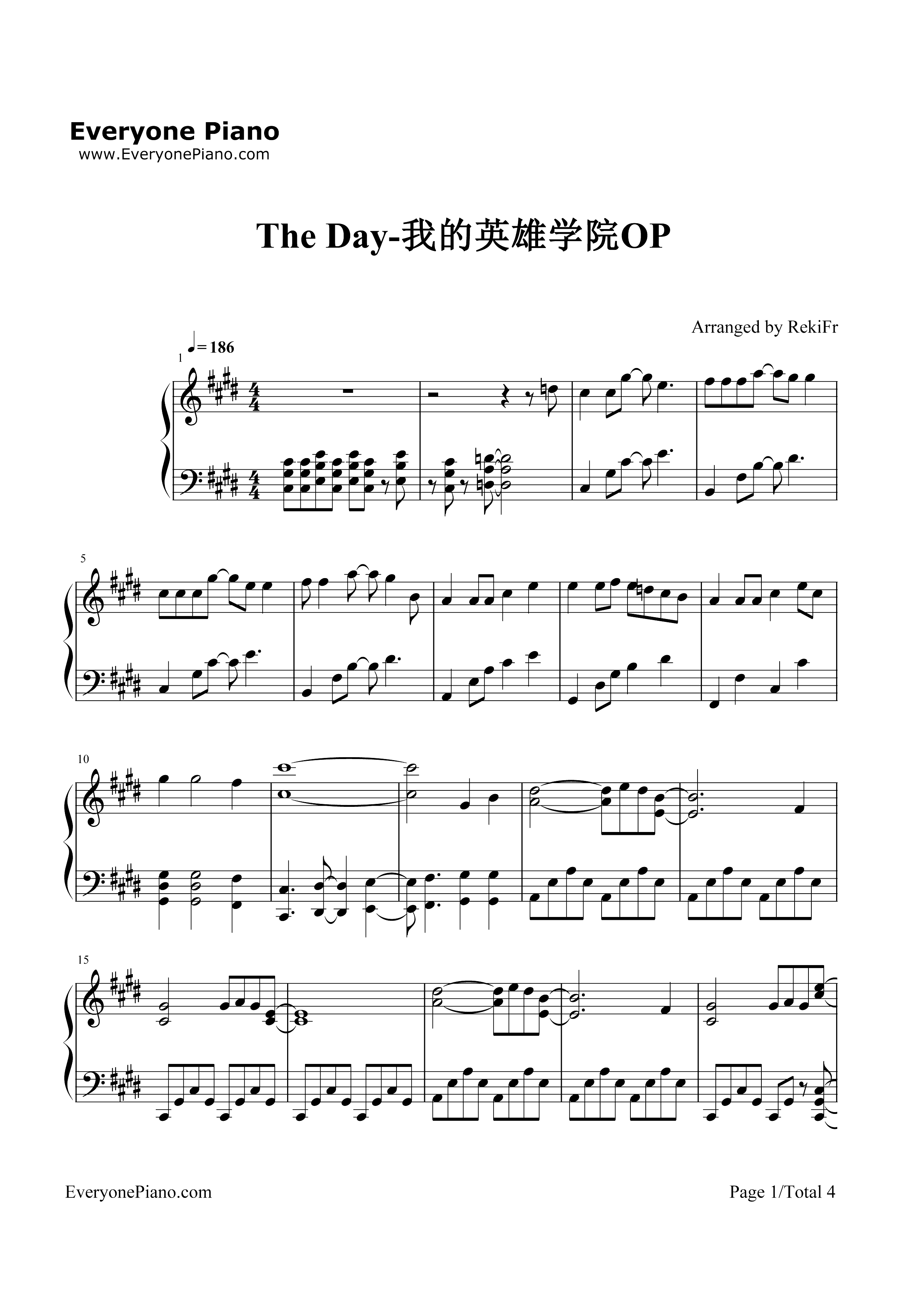 The Day-我的英雄学院OP钢琴谱1