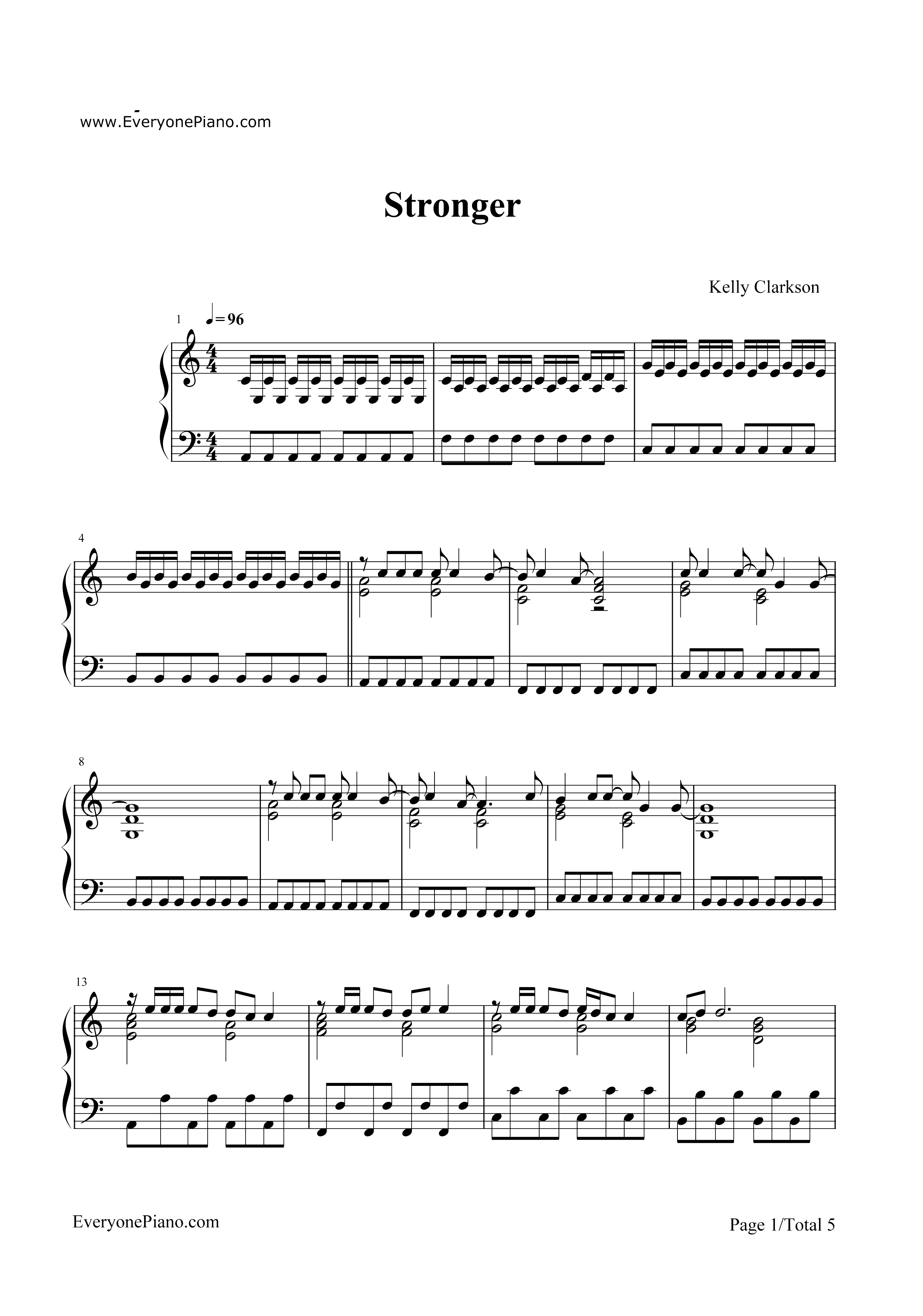 Stronger-Kelly Clarkson钢琴谱1