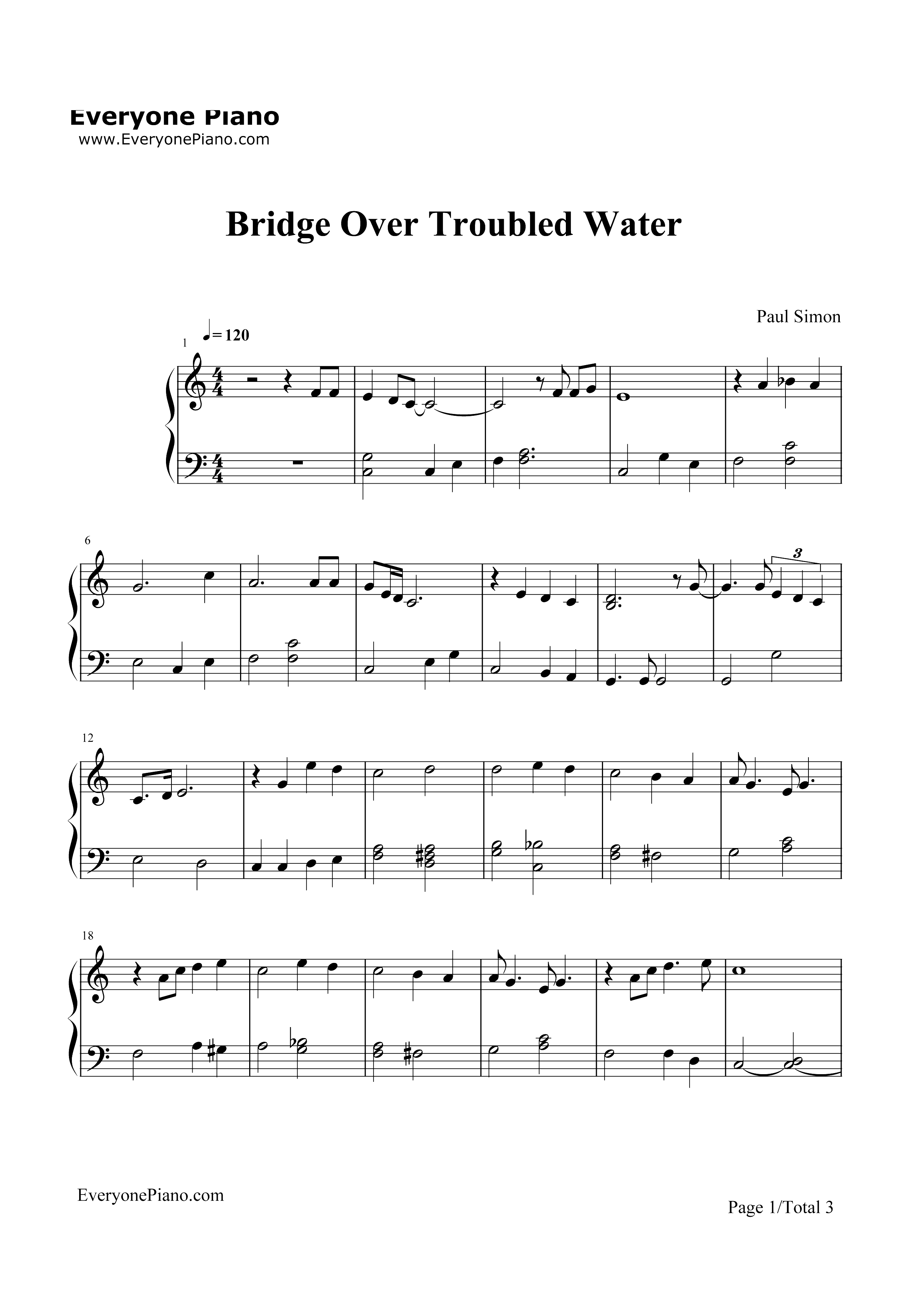 Bridge Over Troubled Water钢琴谱1