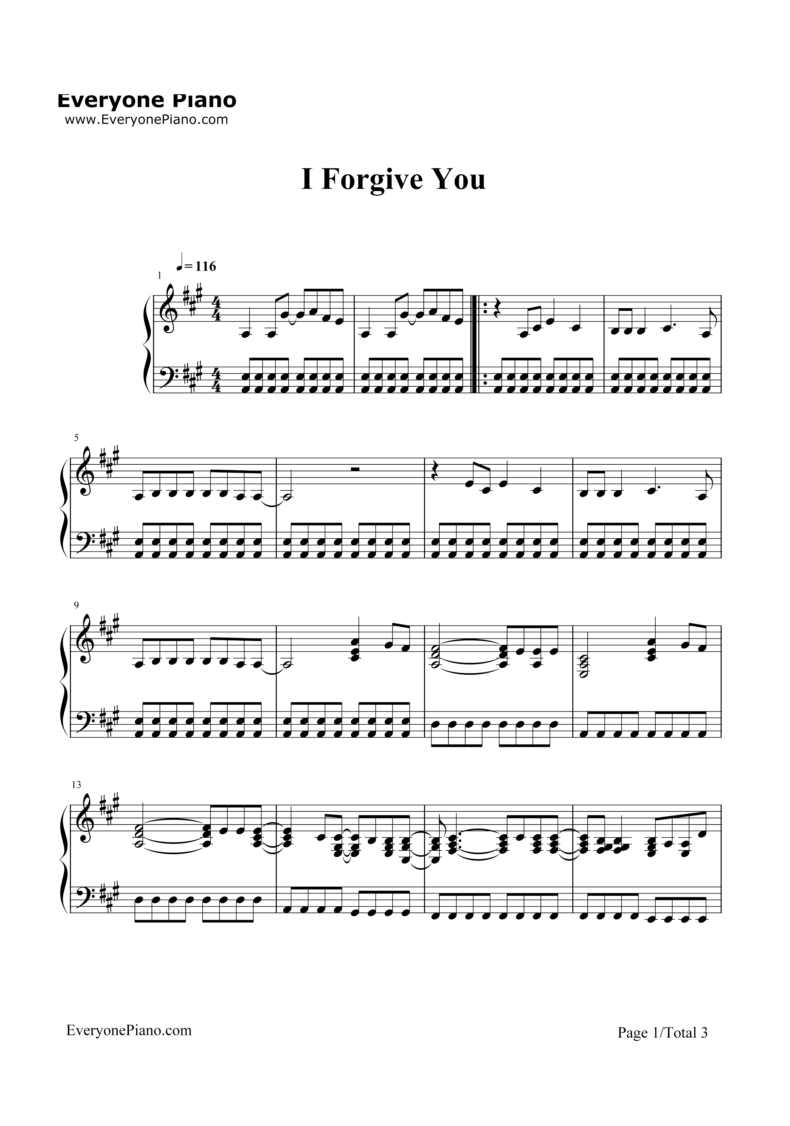 I Forgive You钢琴谱1