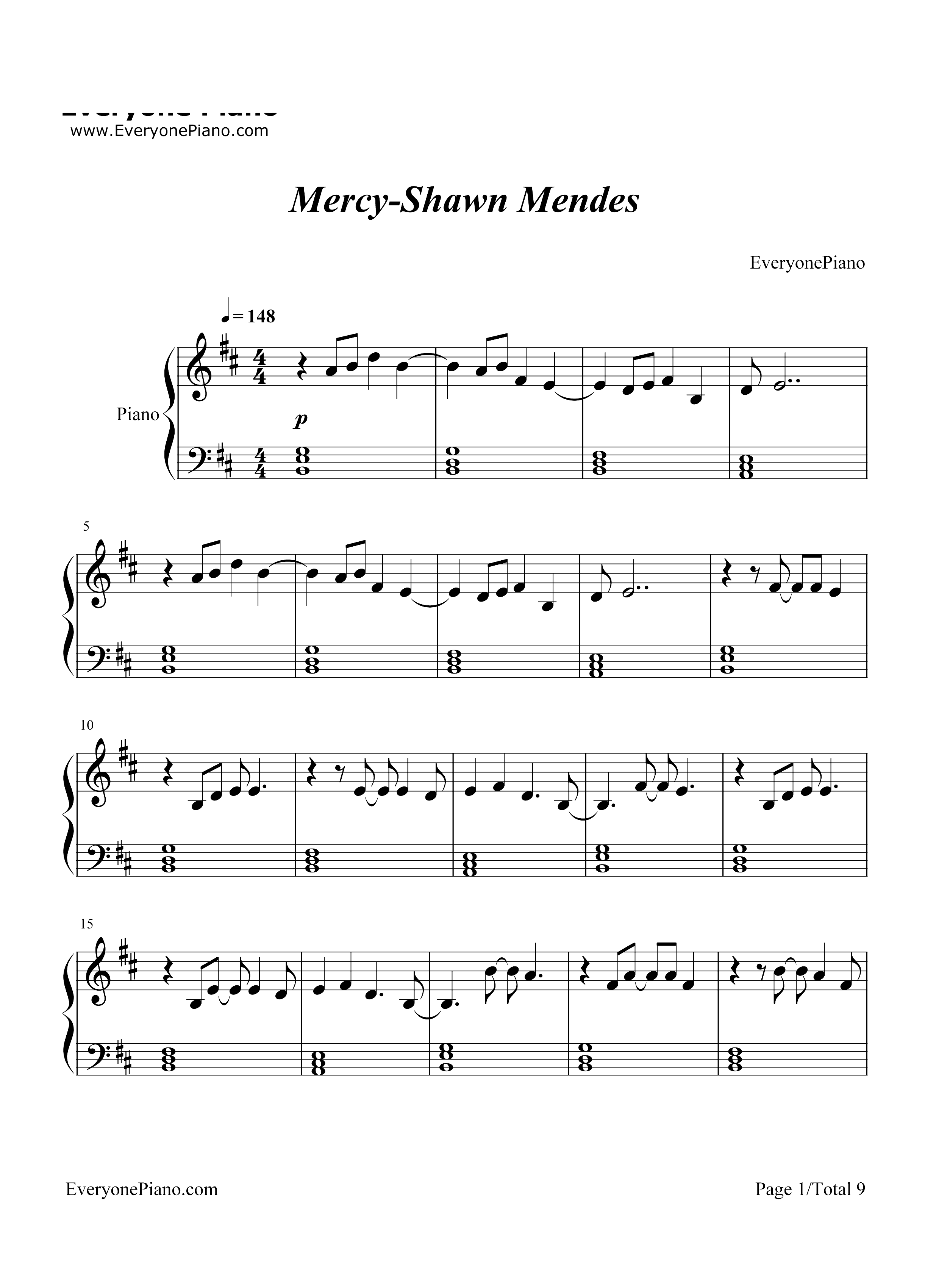 Mercy-Shawn Mendes钢琴谱1