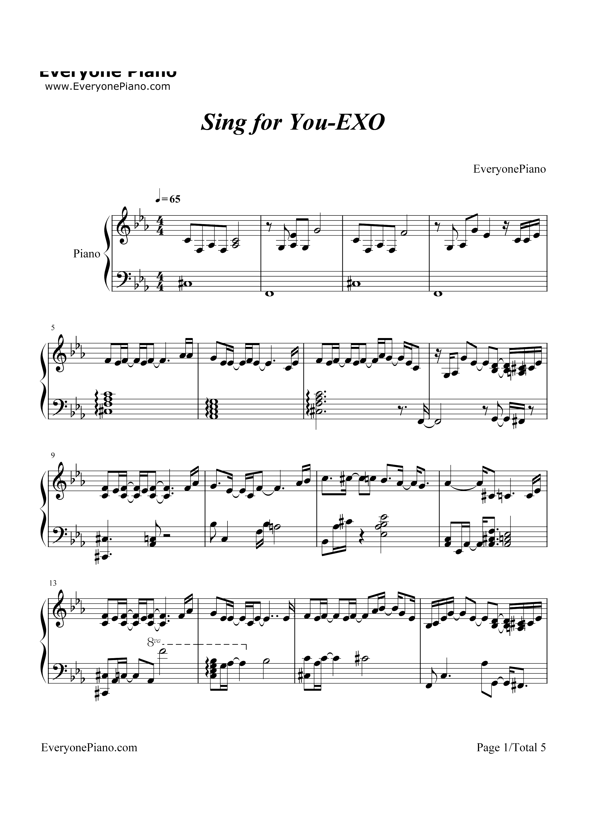 Sing for You-EXO钢琴谱1