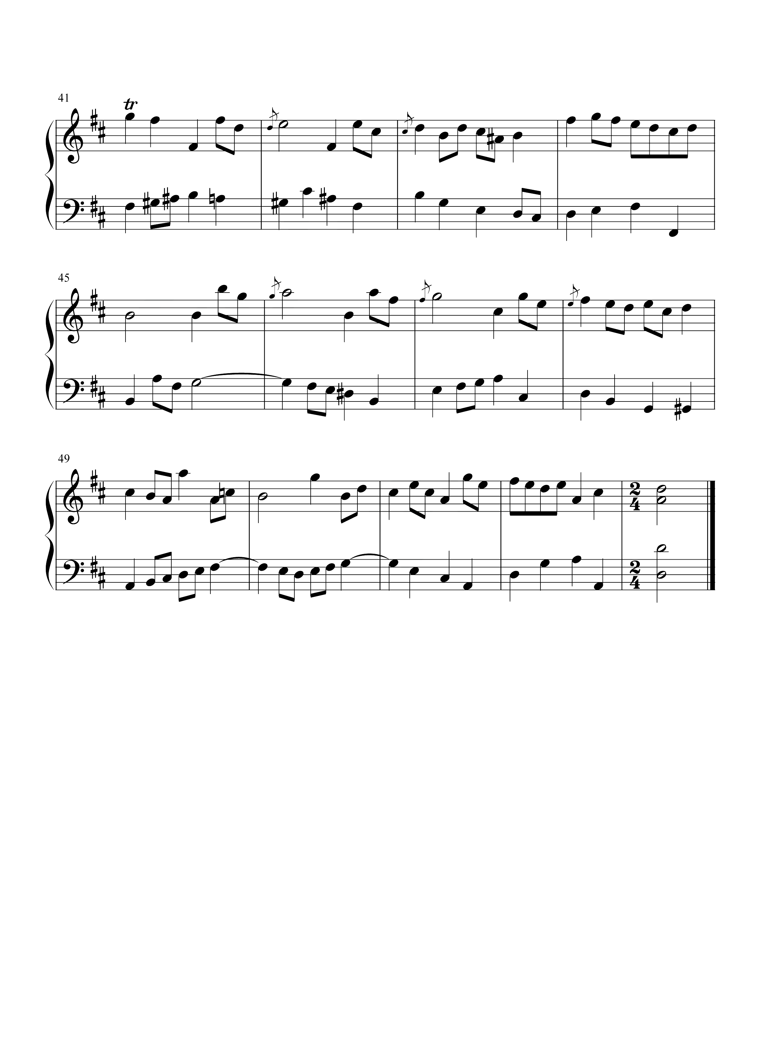 BWV 1068加沃特舞曲I钢琴谱3