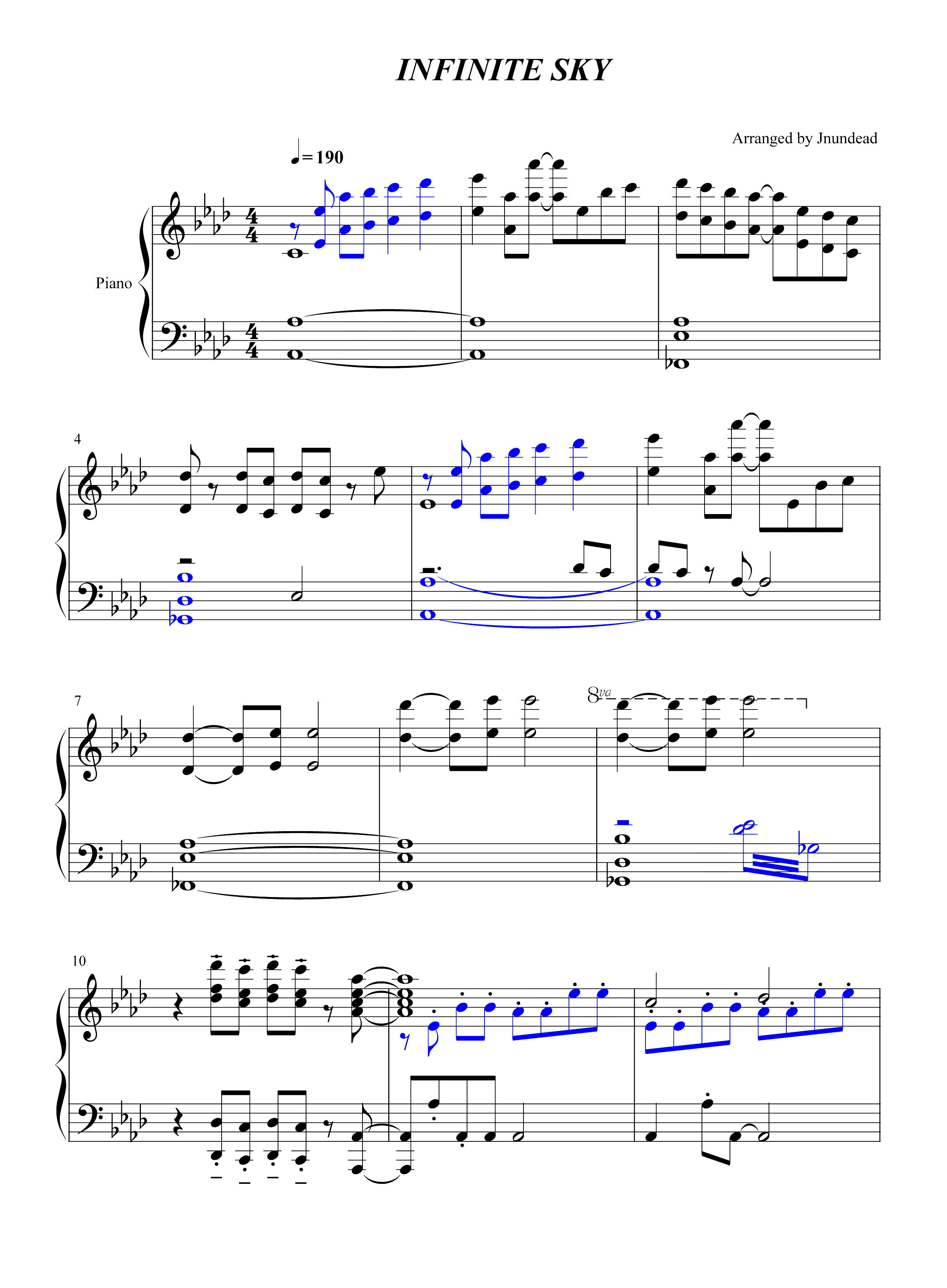INFINITE SKY-苍之彼方的四重奏插曲钢琴谱1