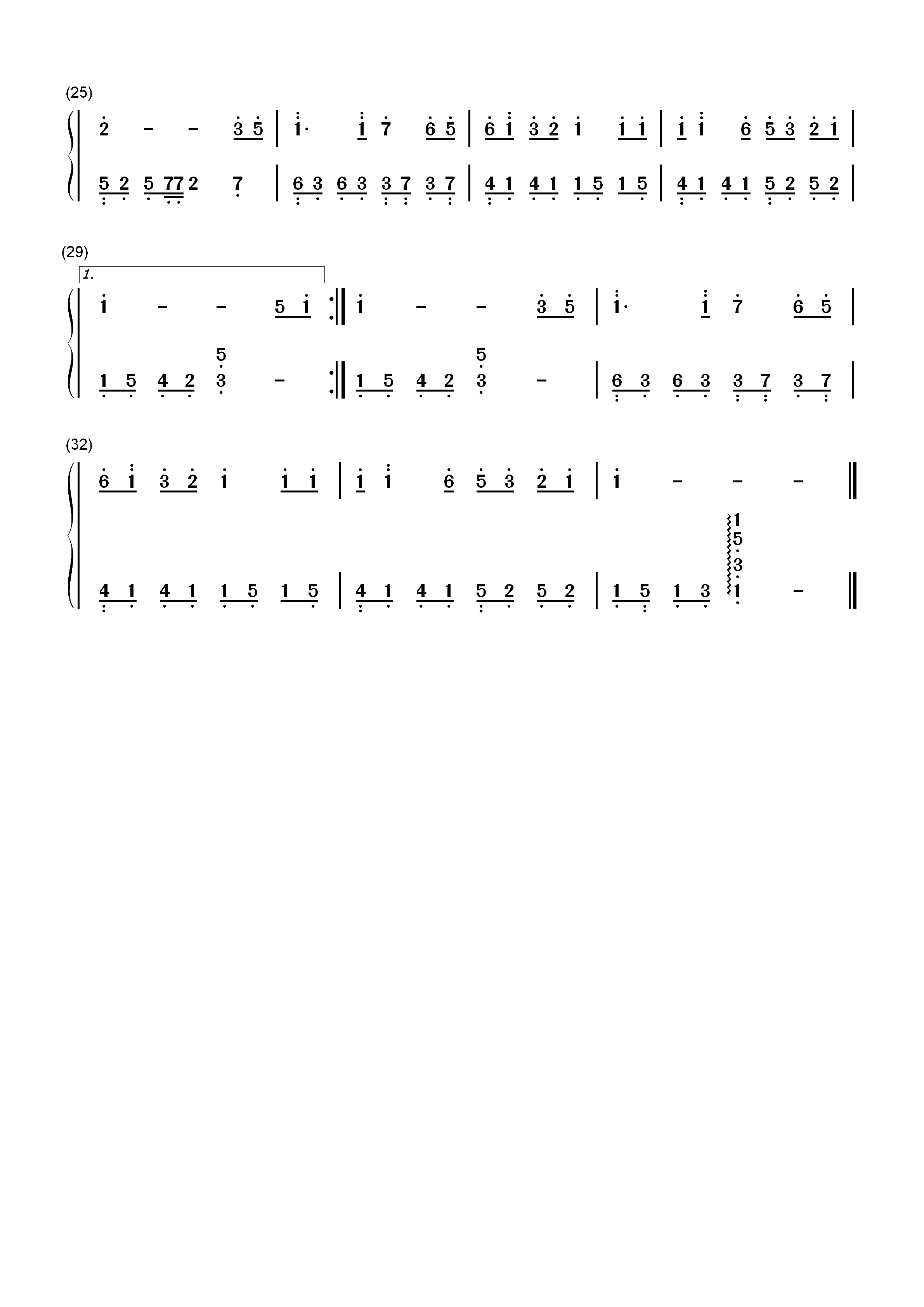 隐形的翅膀-最简单版-EOP教学曲双手简谱预览2