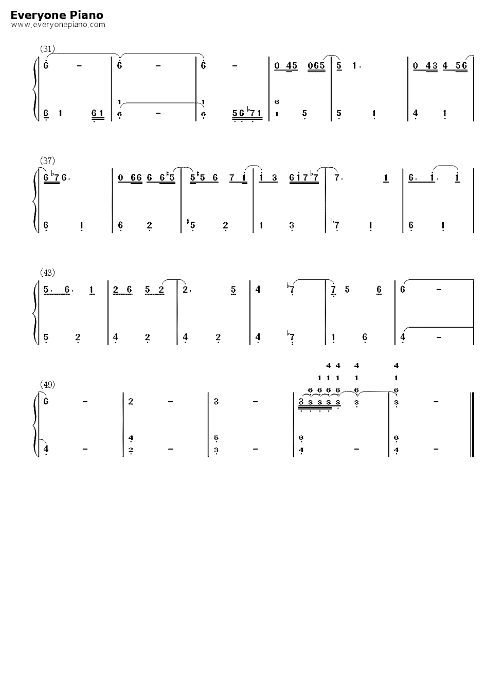 Aの预感简单版-EOP教学曲双手简谱预览2