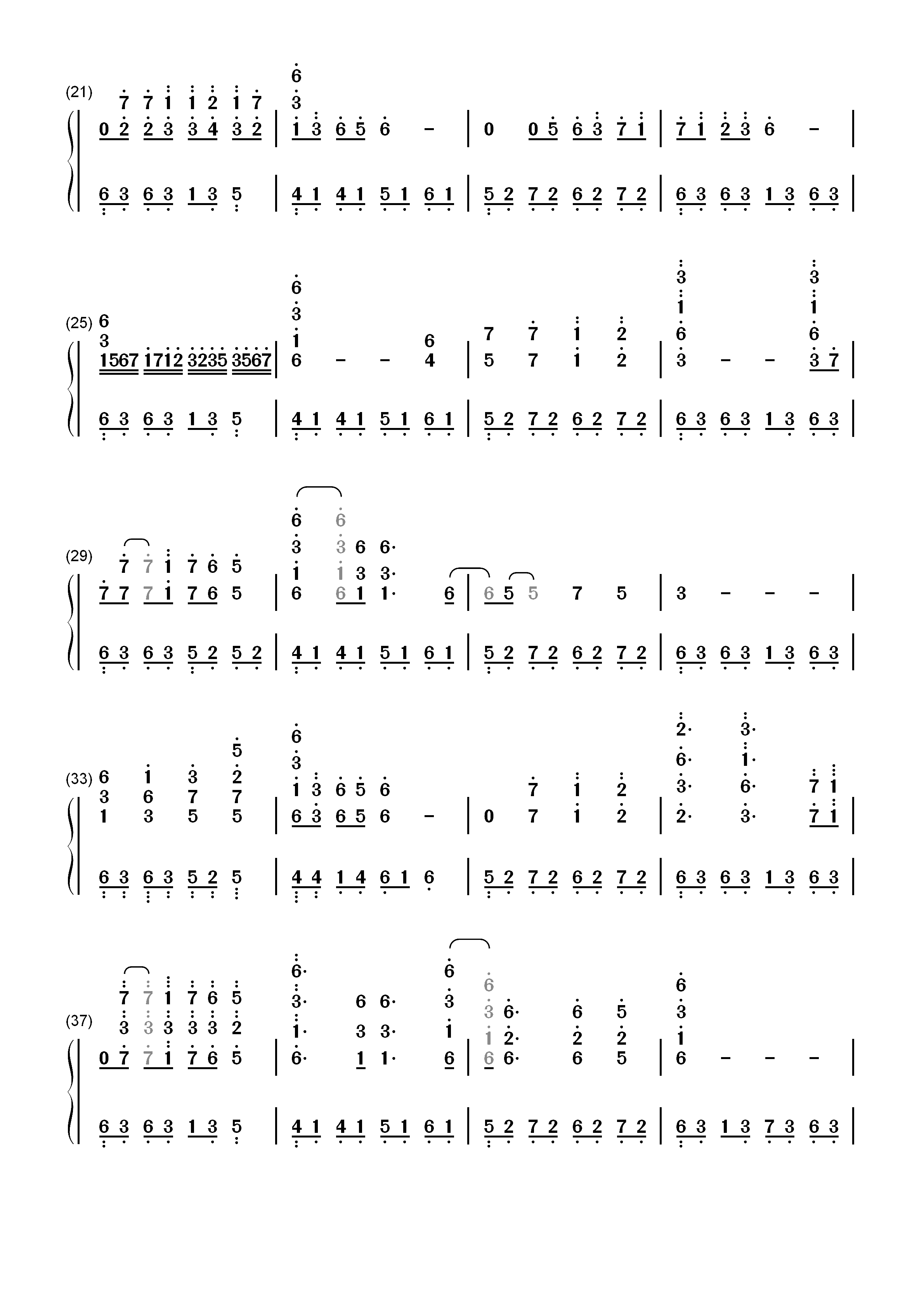 潮鸣-CLANNAD插曲-EOP教学曲双手简谱预览2