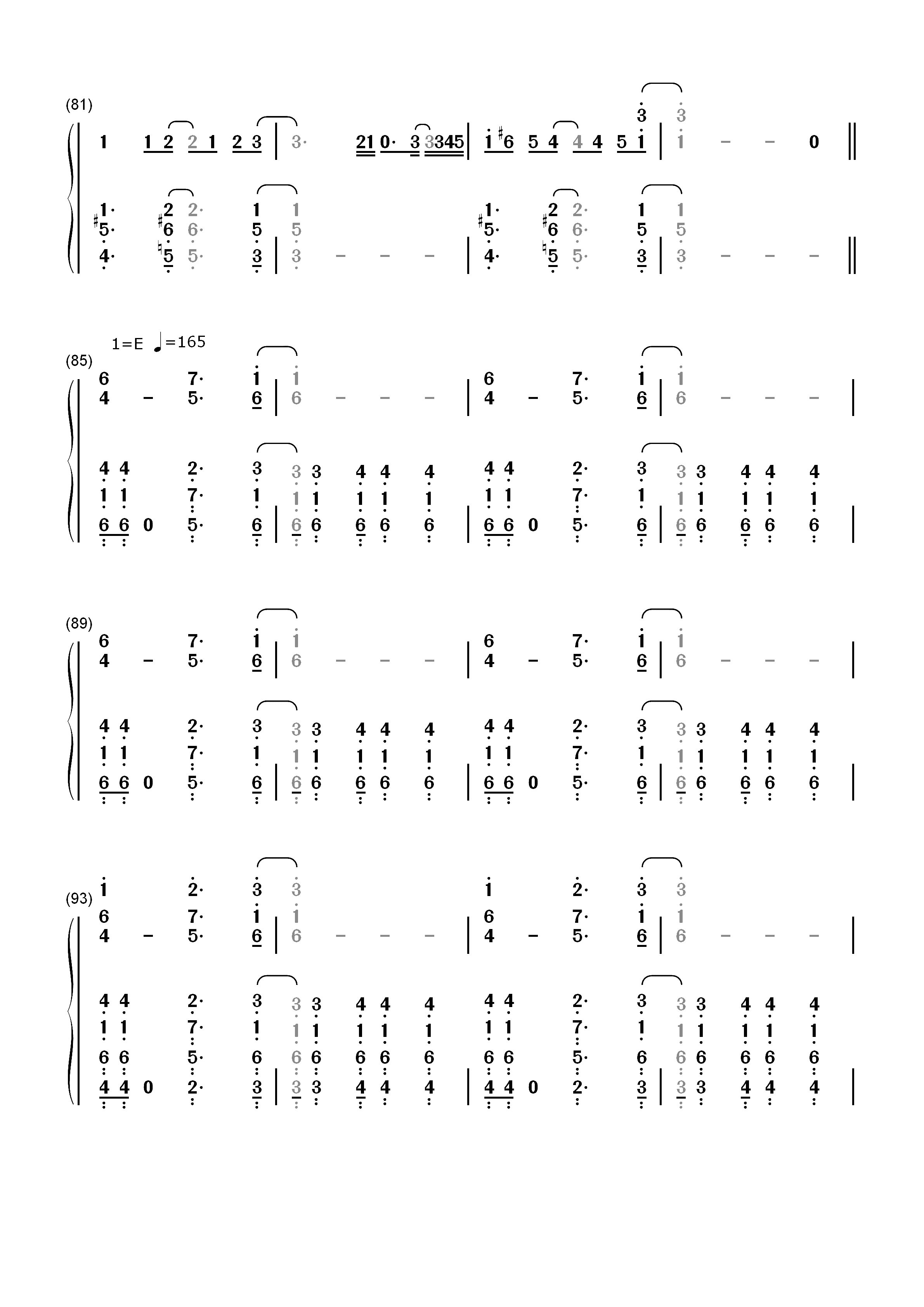 炉心融解-eva家族-EOP教学曲双手简谱预览5