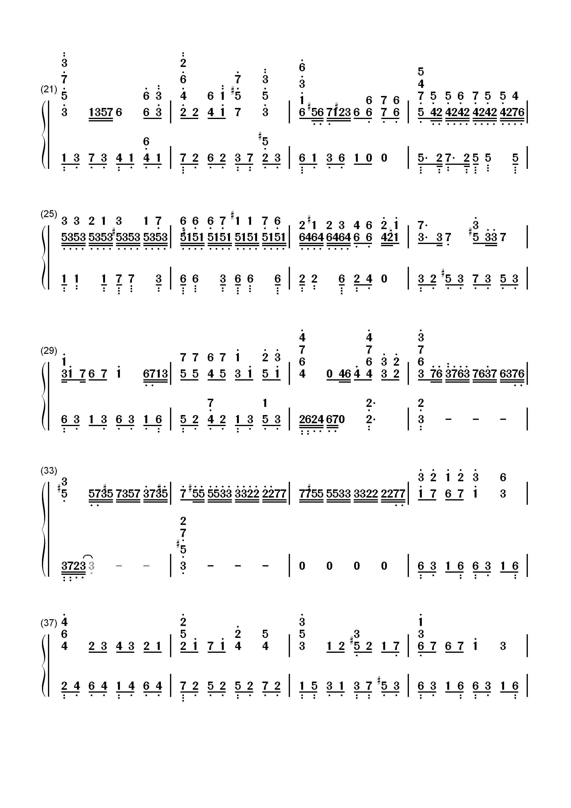 感谢你完整版-血疑主题歌-EOP教学曲双手简谱预览2