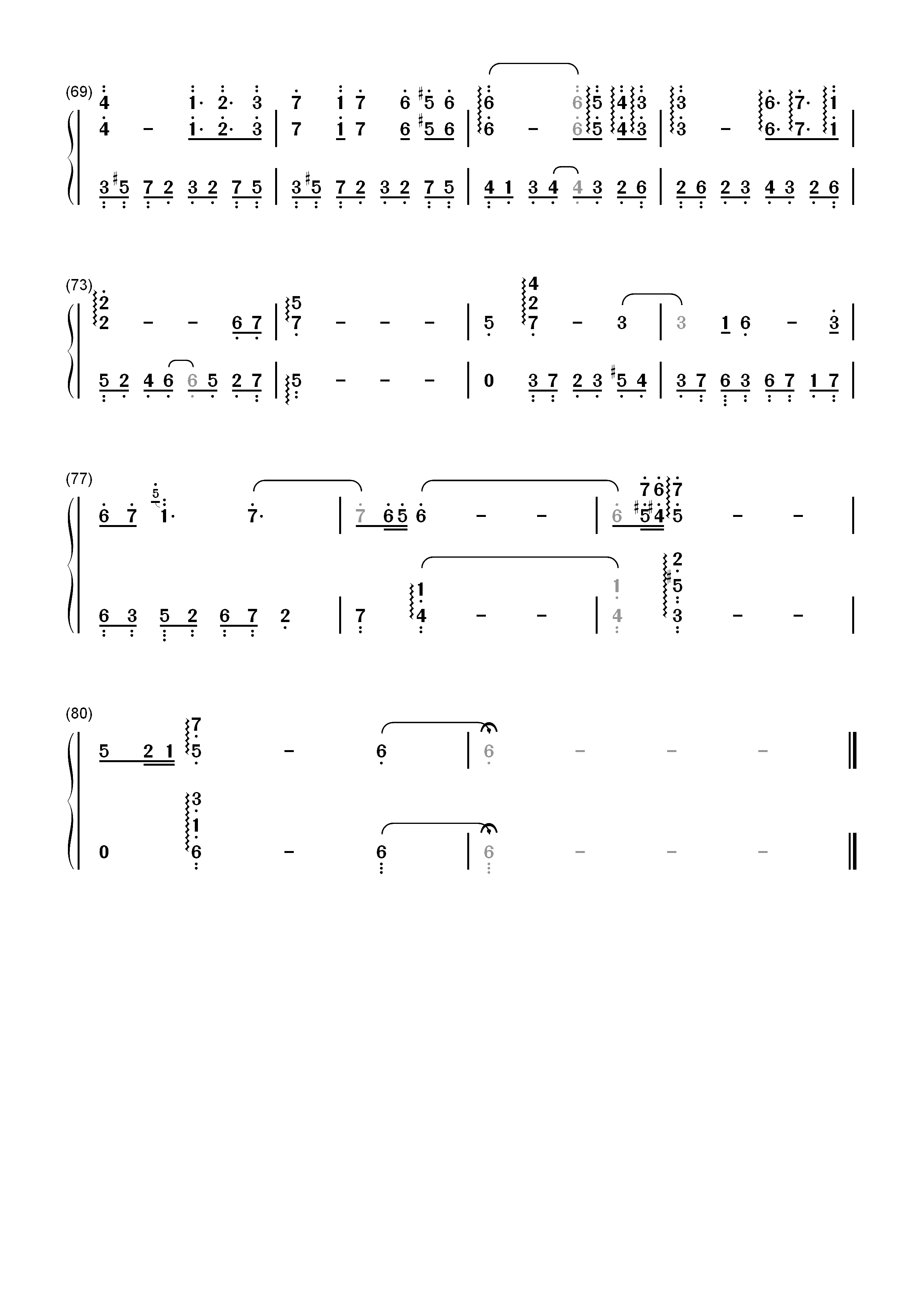 守候-新绝代双骄3主题曲双手简谱预览4