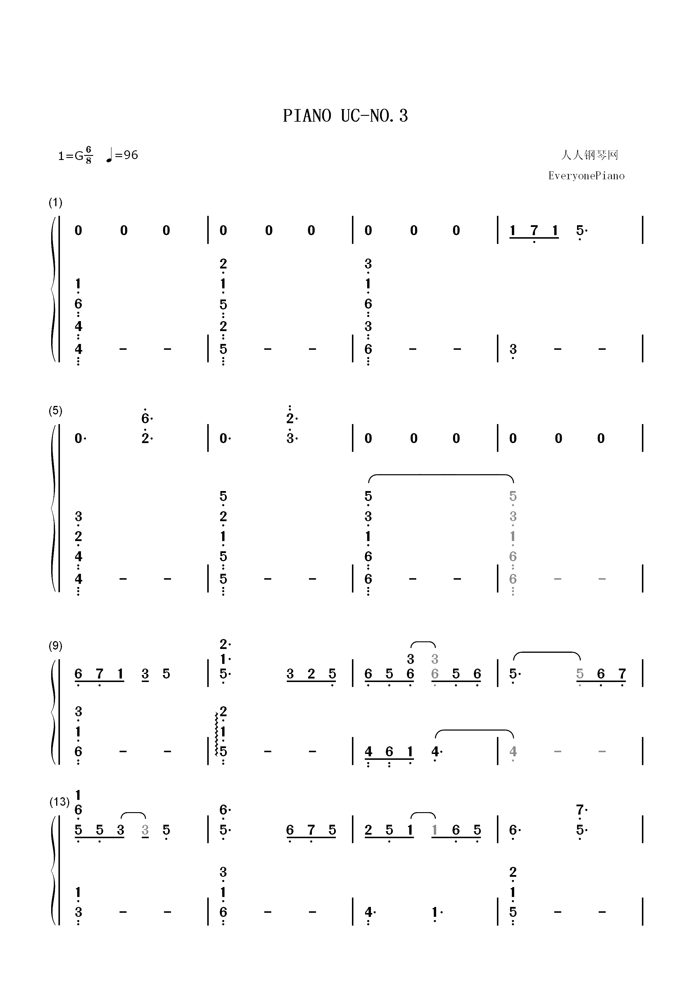 Piano UC-NO.3-高达UC独角兽OST3双手简谱预览1