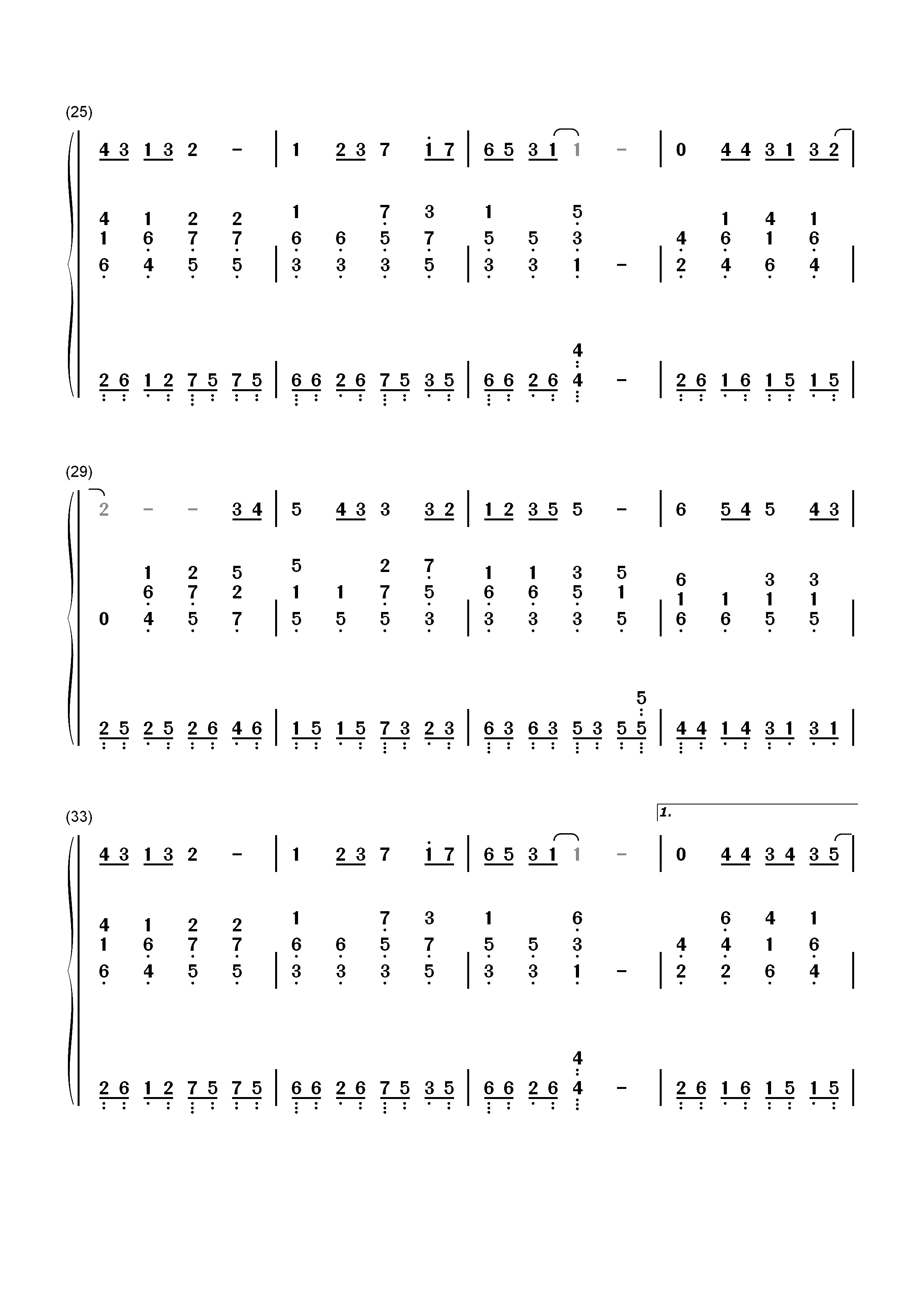 世界末日-钢琴伴奏-EOP教学曲双手简谱预览3