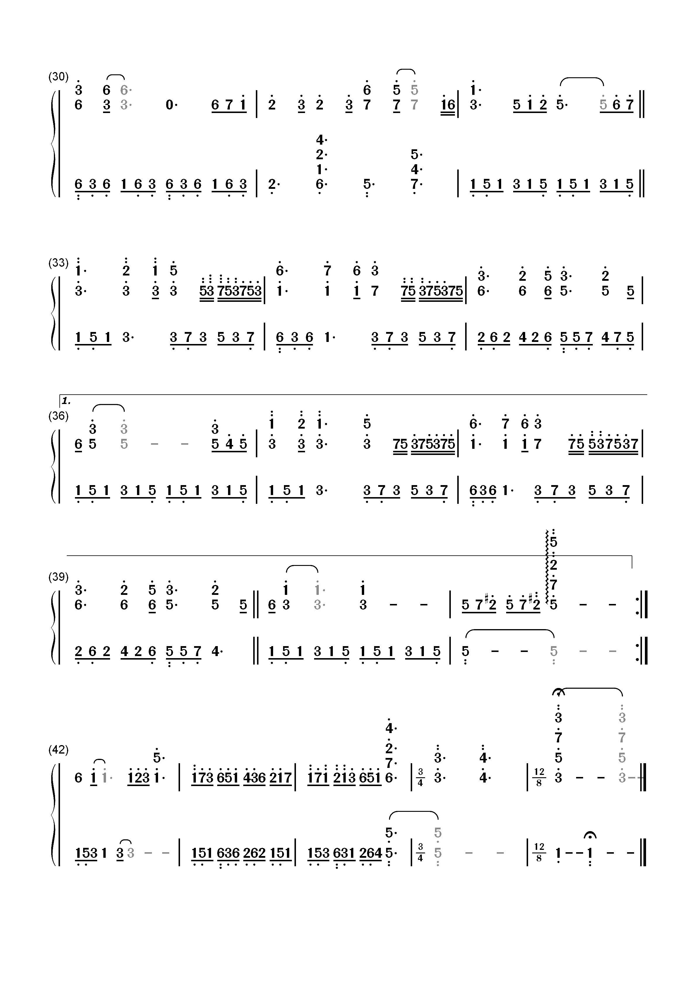 亲密爱人-梅艳芳-EOP教学曲双手简谱预览3