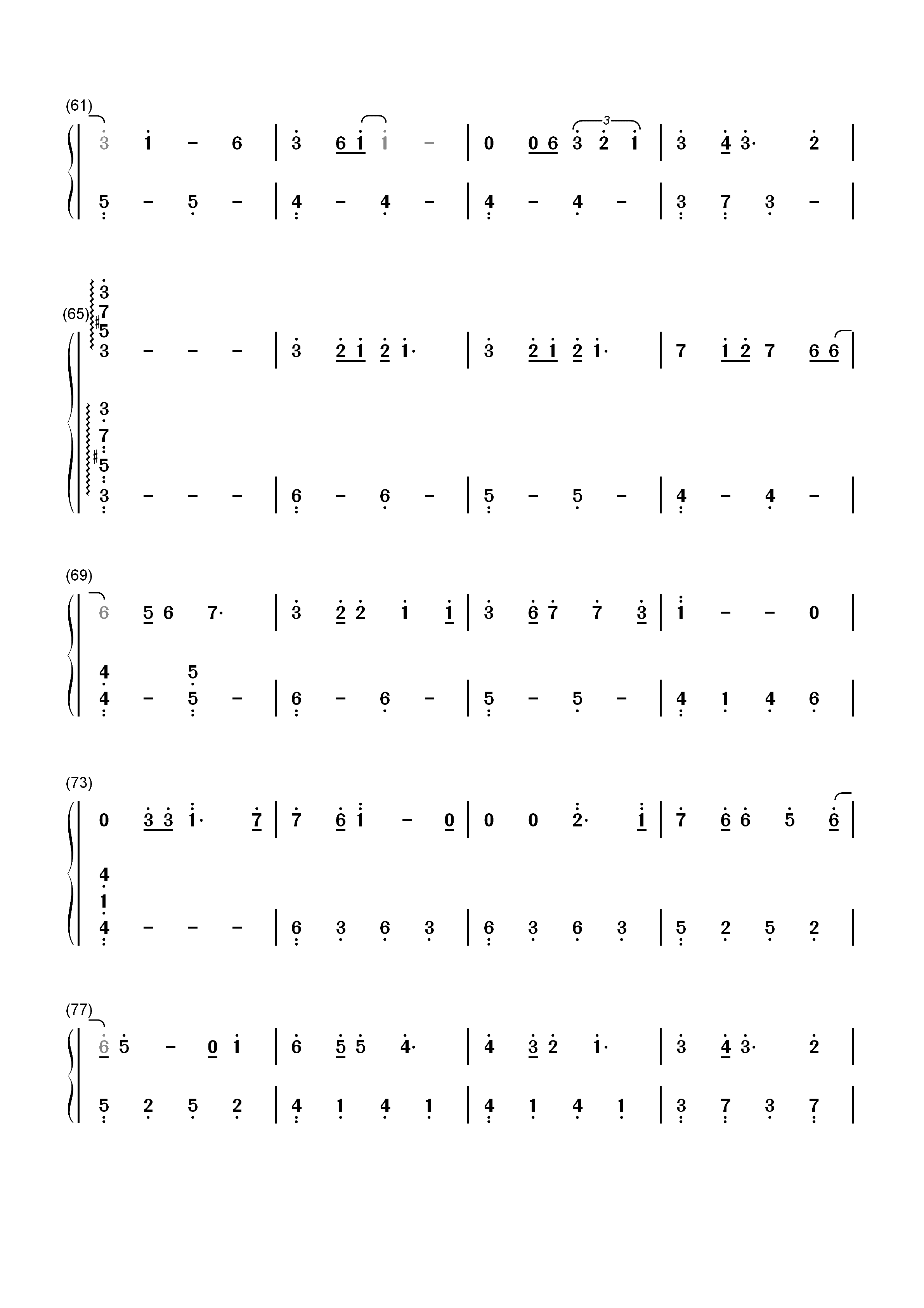 回忆的沙漏-《G.E.M.》双手简谱预览4