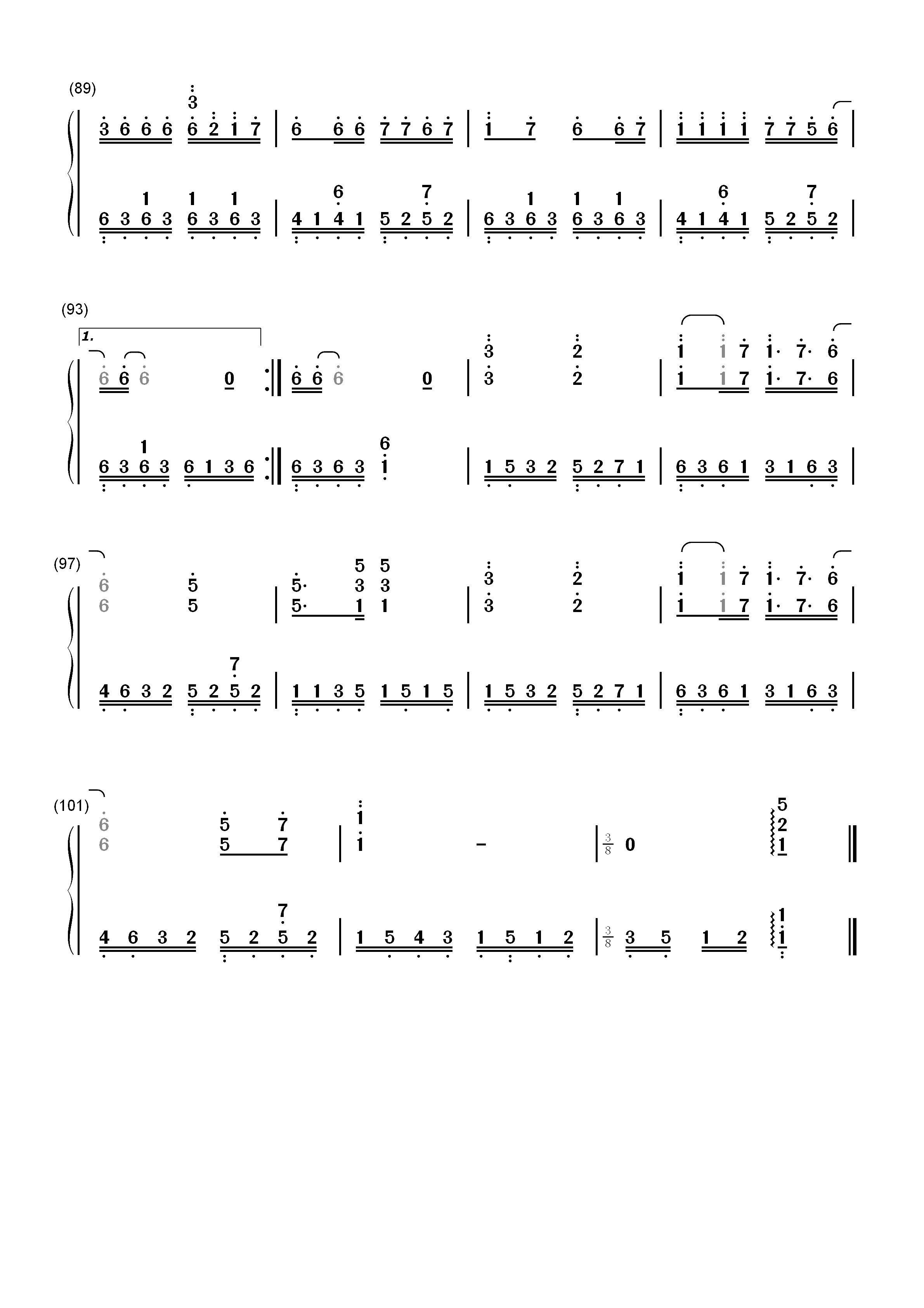 爱的故事上集-孙耀威-EOP教学曲双手简谱预览5