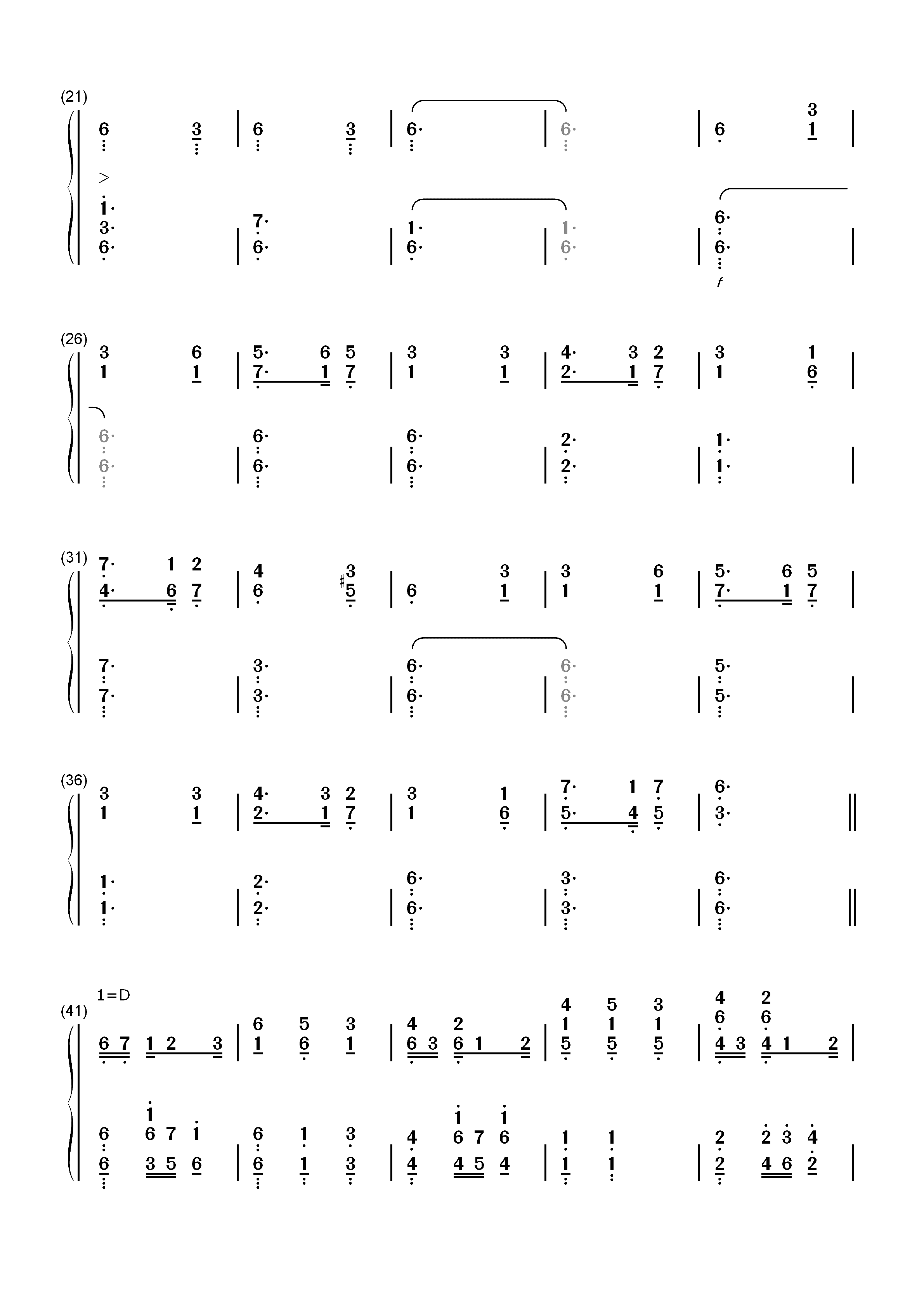 满天-Fate/Zero第19集片尾曲双手简谱预览2