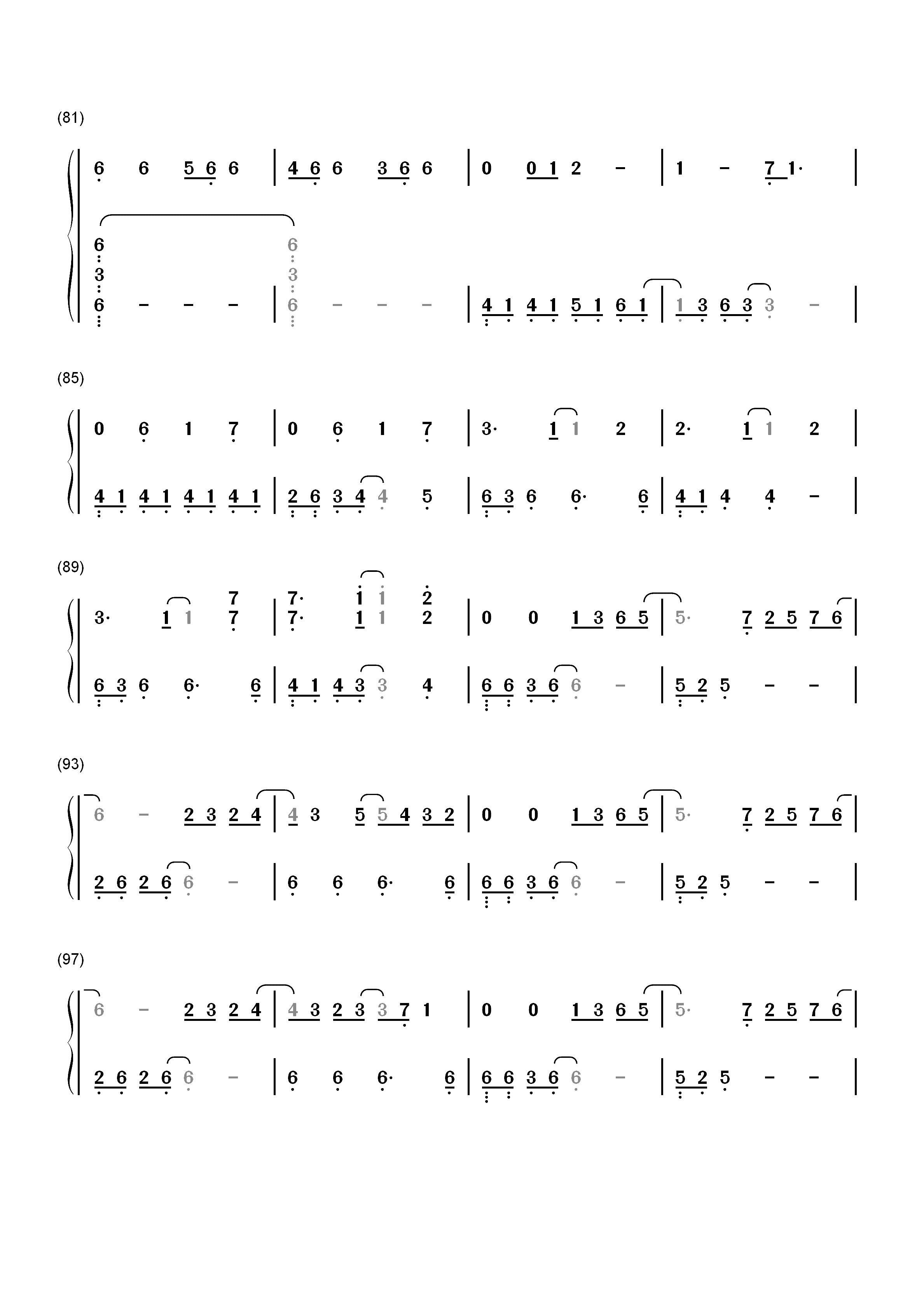 Lithium-Evanescence-EOP教学曲双手简谱预览5