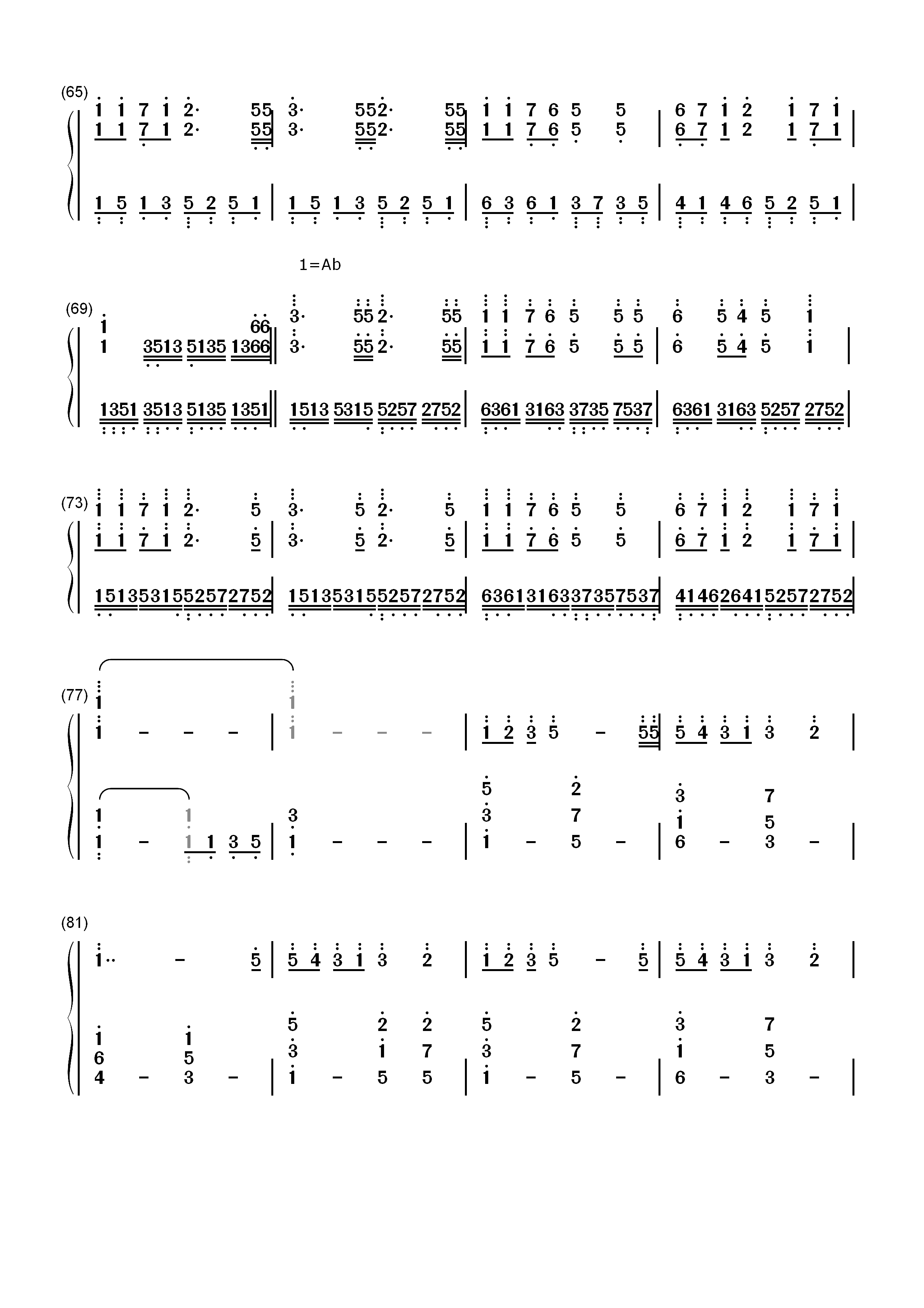 心を开いて-ZARD双手简谱预览4