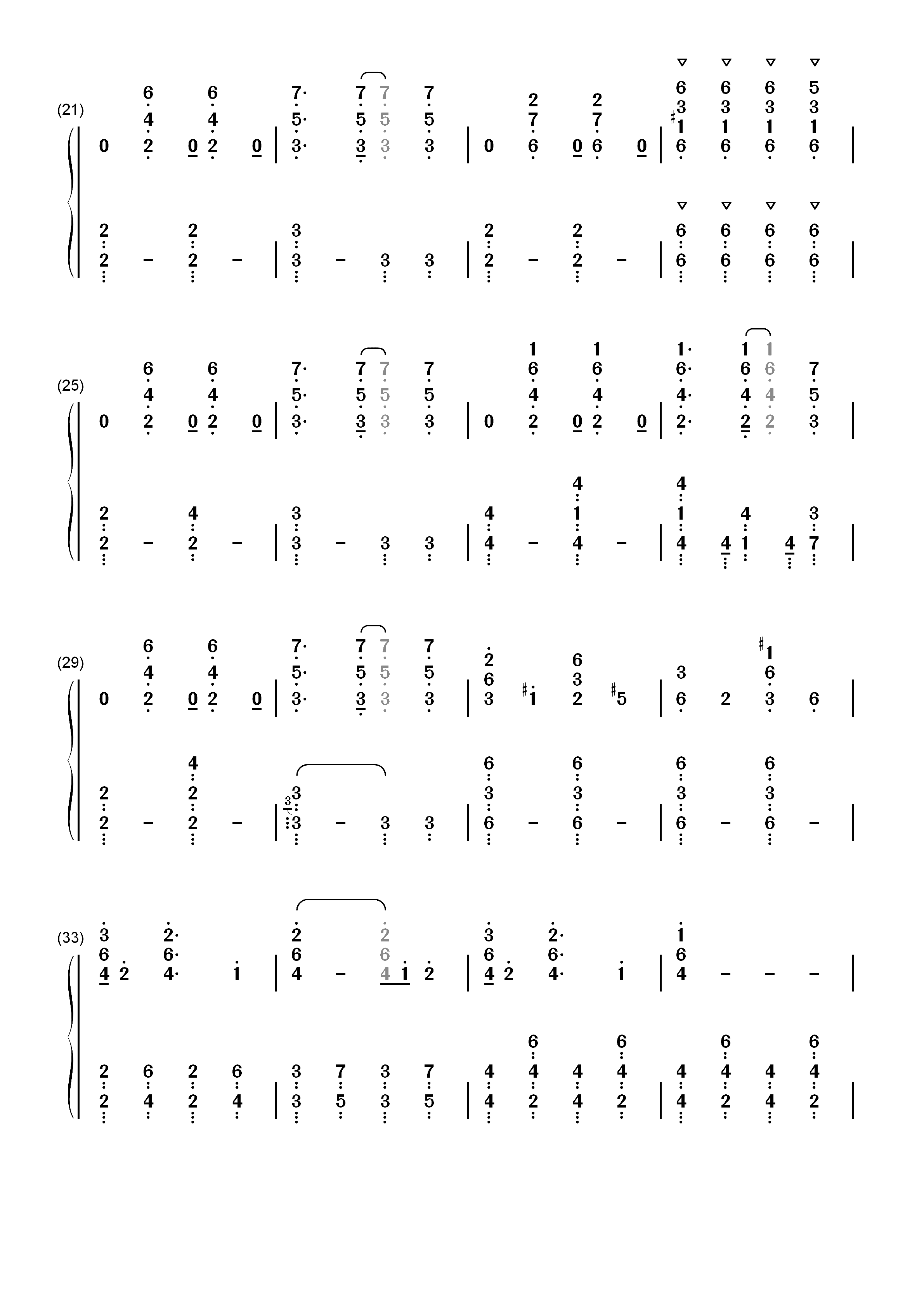 右肩の蝶-镜音双子双手简谱预览2