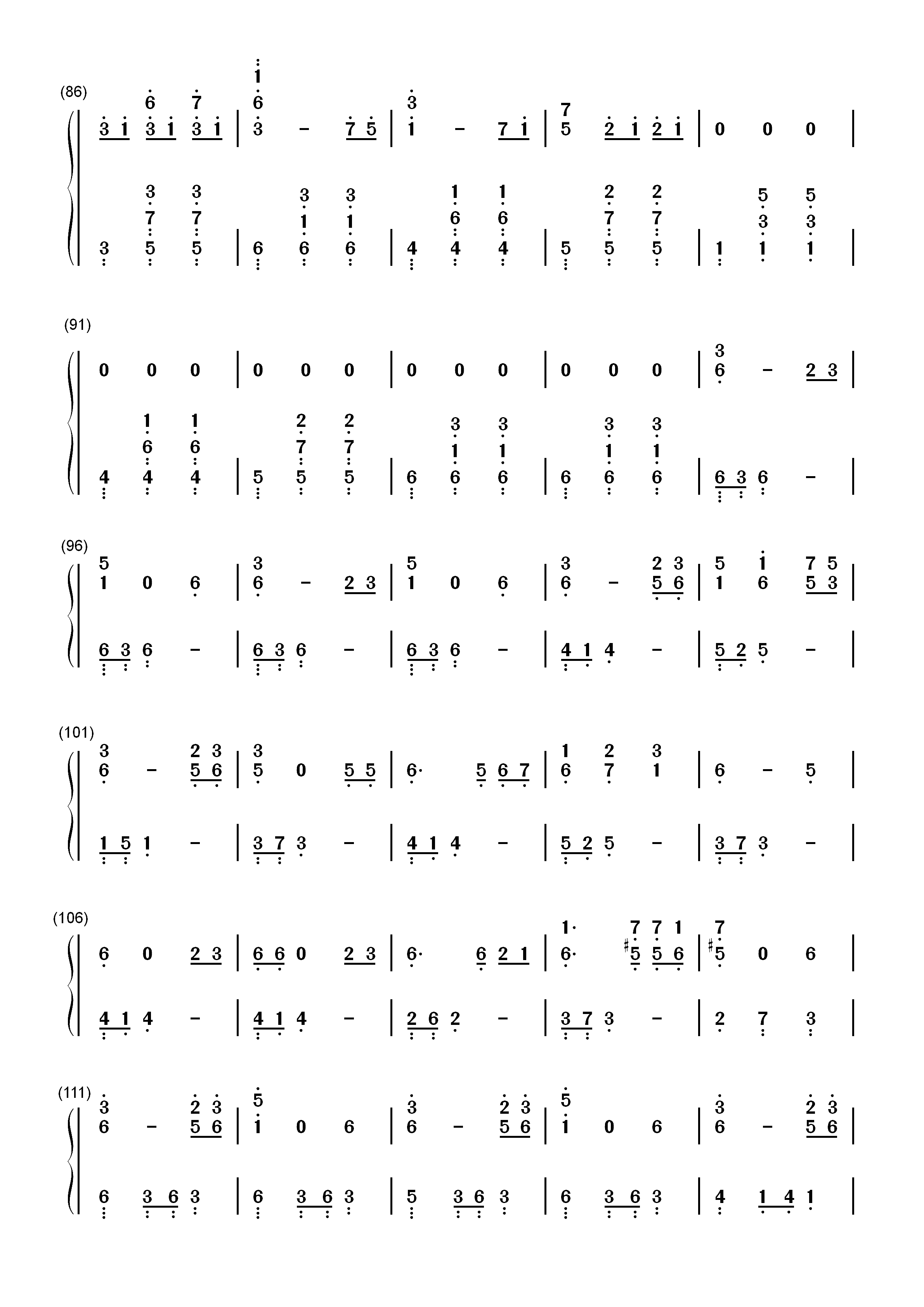 四季折の羽-鏡音リン 鏡音レン双手简谱预览4