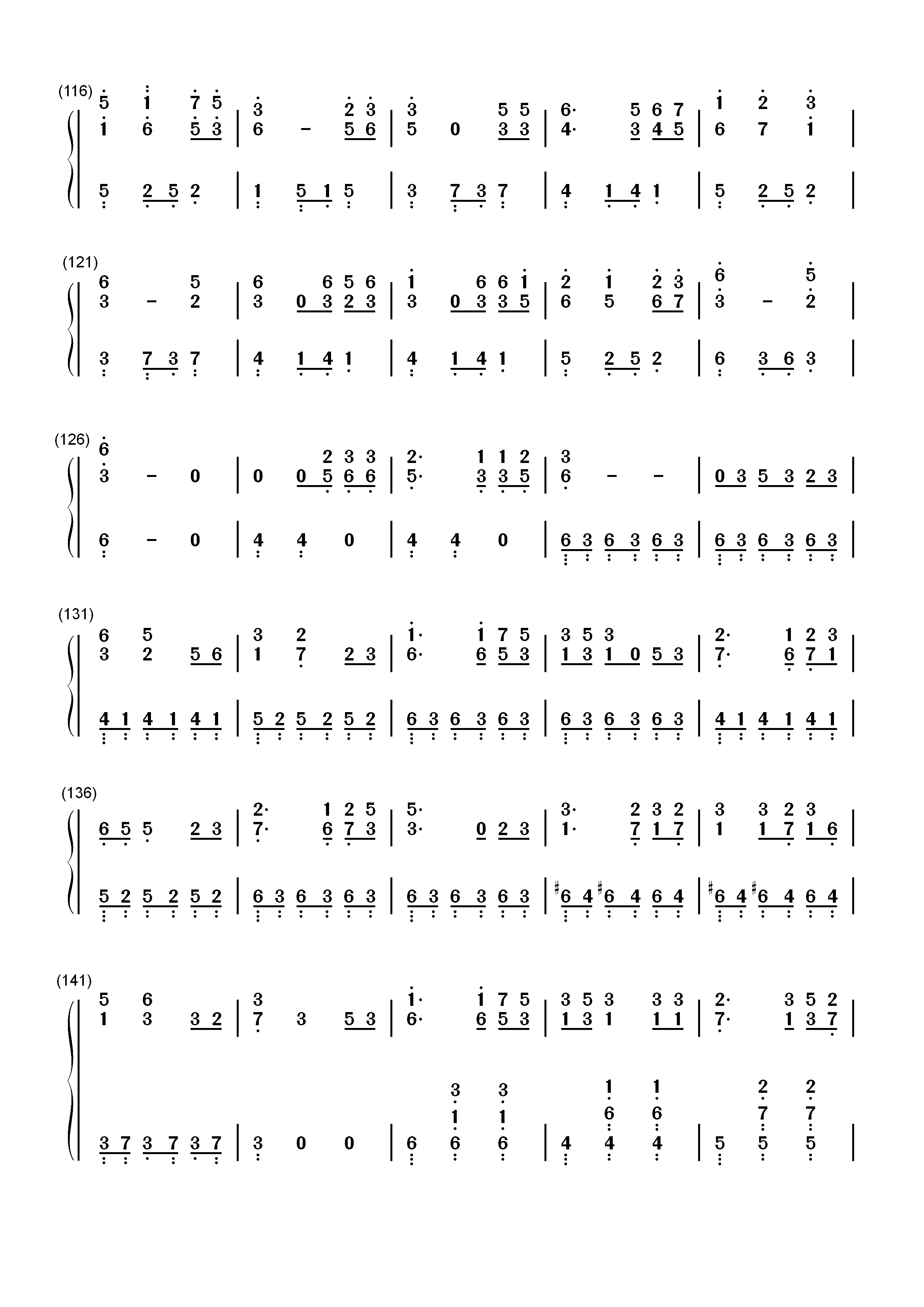 四季折の羽-鏡音リン 鏡音レン双手简谱预览5