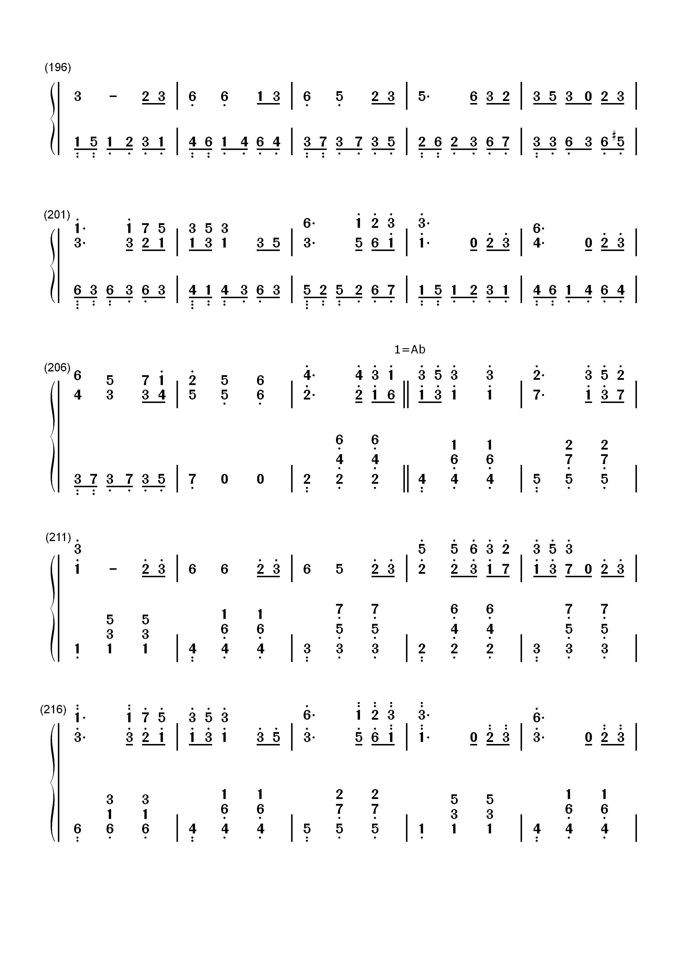 四季折の羽-鏡音リン 鏡音レン双手简谱预览8