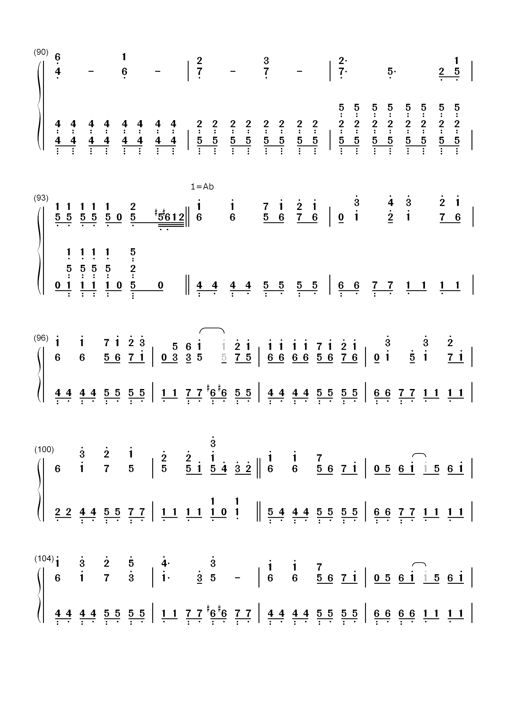 メランコリック-镜音リン双手简谱预览5