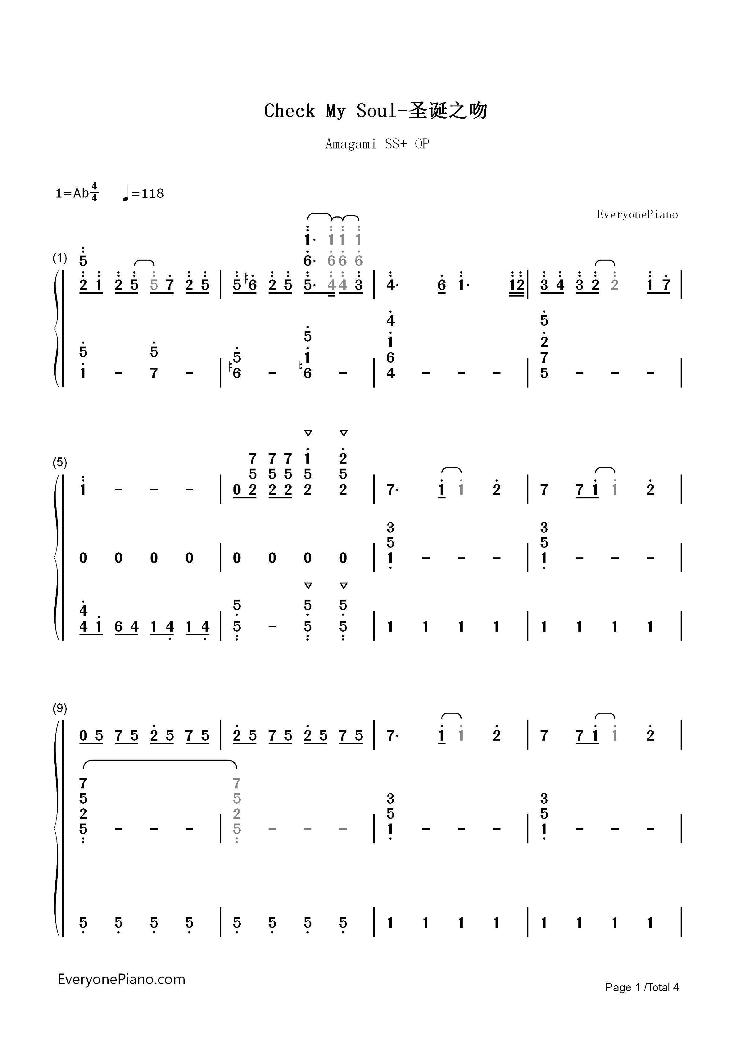 Check My Soul-圣诞之吻SS-plus OP双手简谱预览1