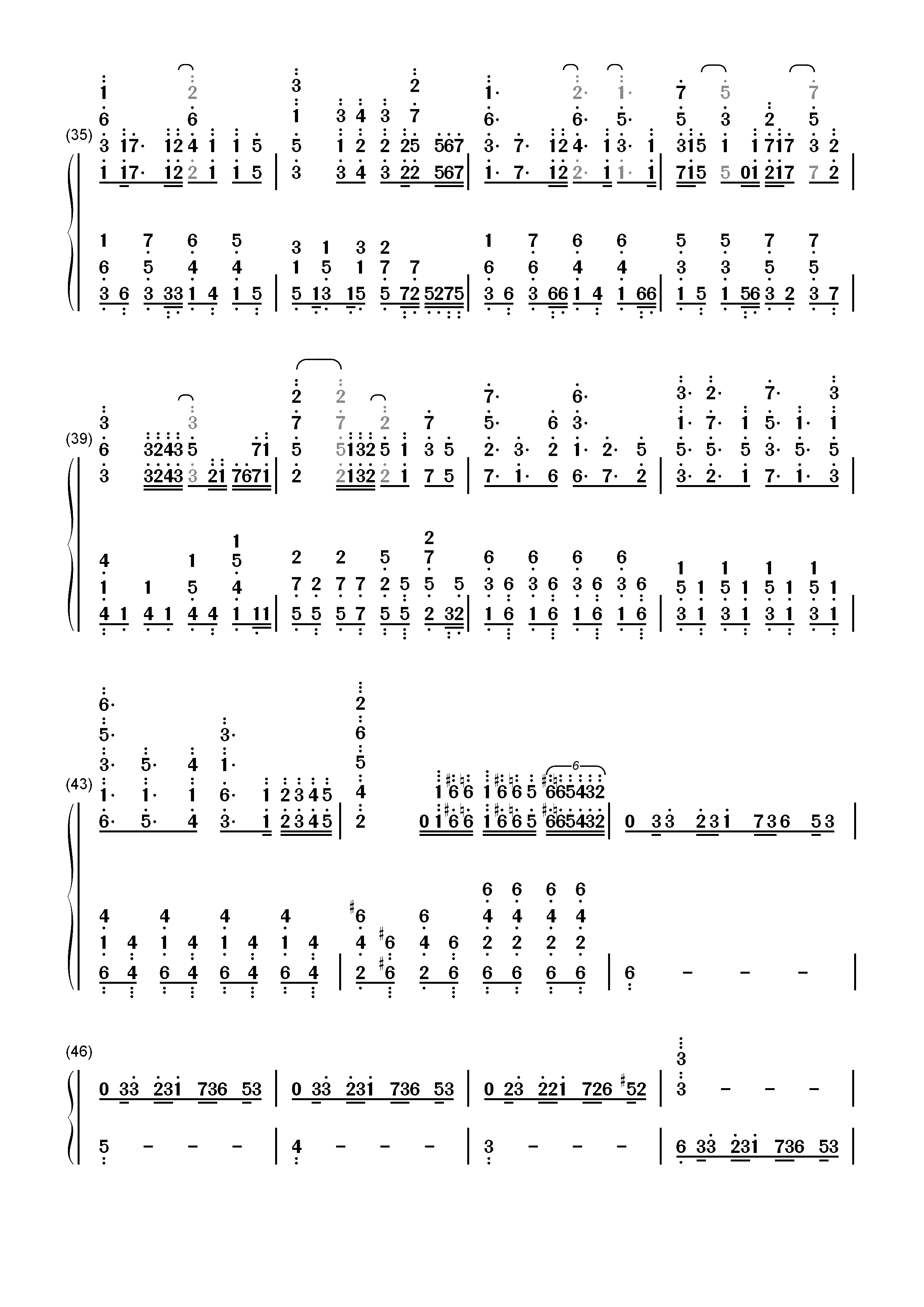 楽园の扉-Euphoria OP双手简谱预览3