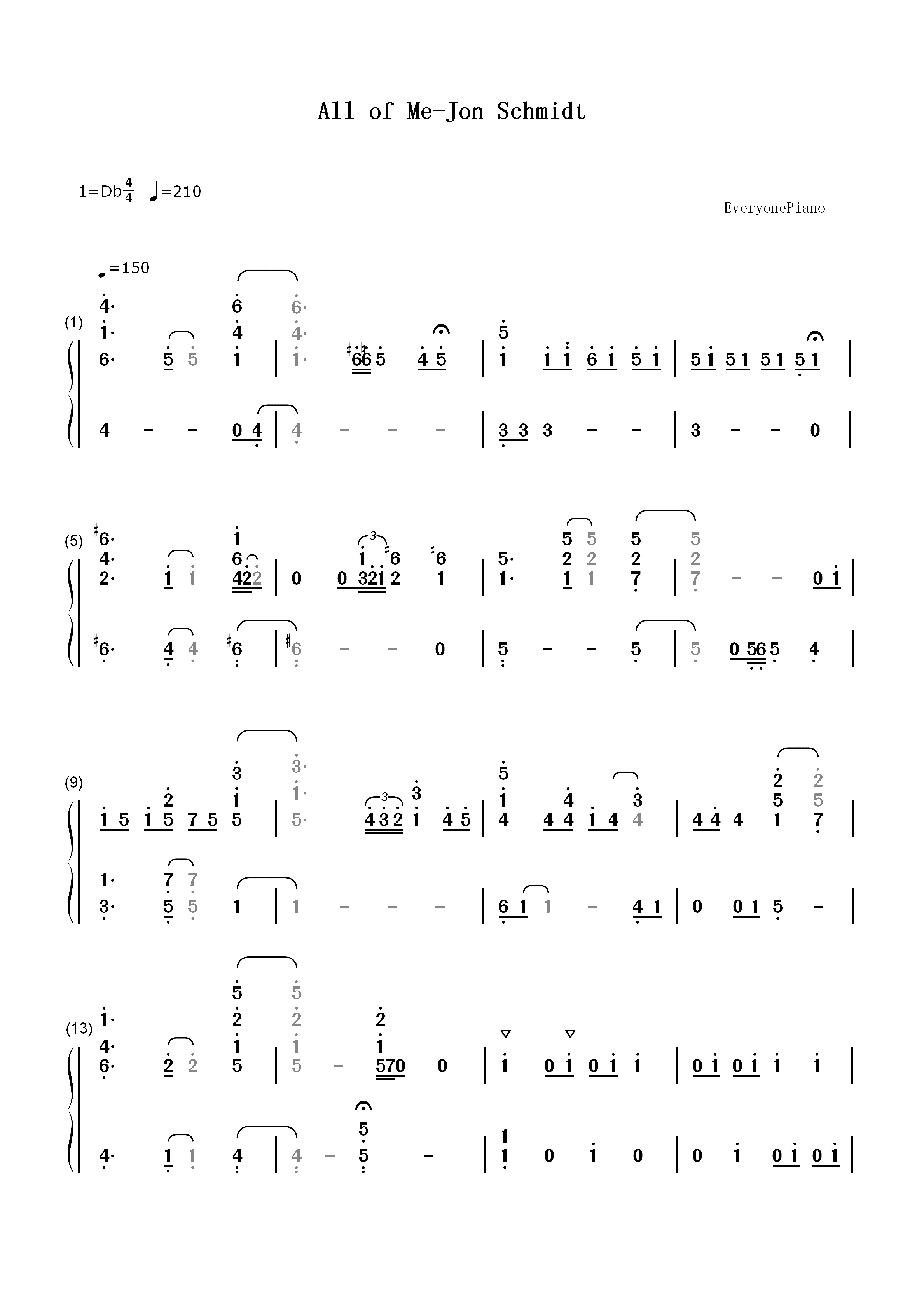 All of Me 完整版-Jon Schmidt双手简谱预览1