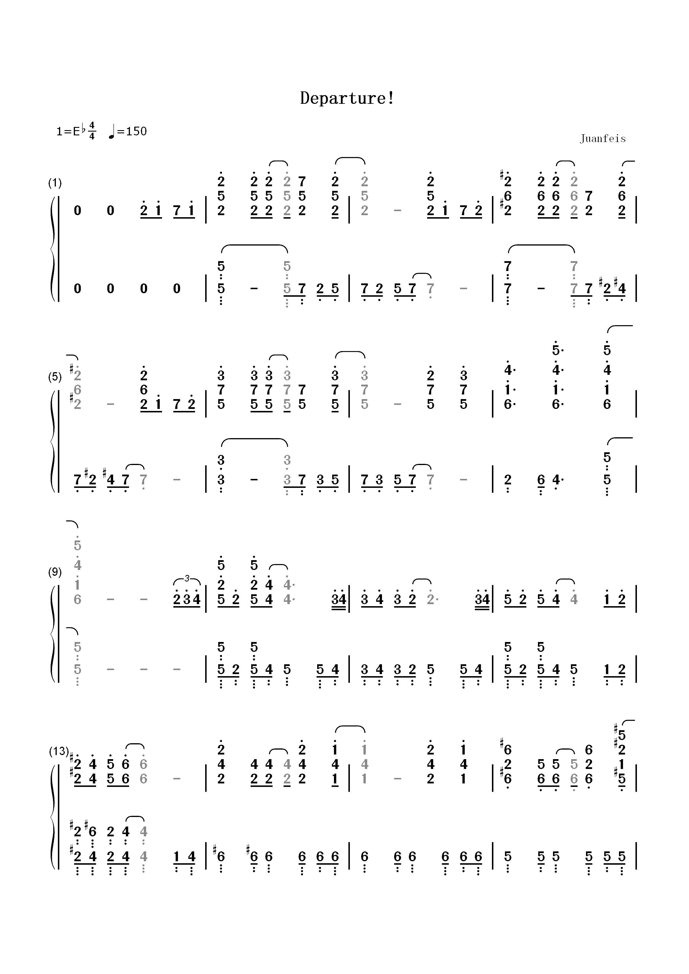 Departure-全职猎人2011重制版OP双手简谱预览1