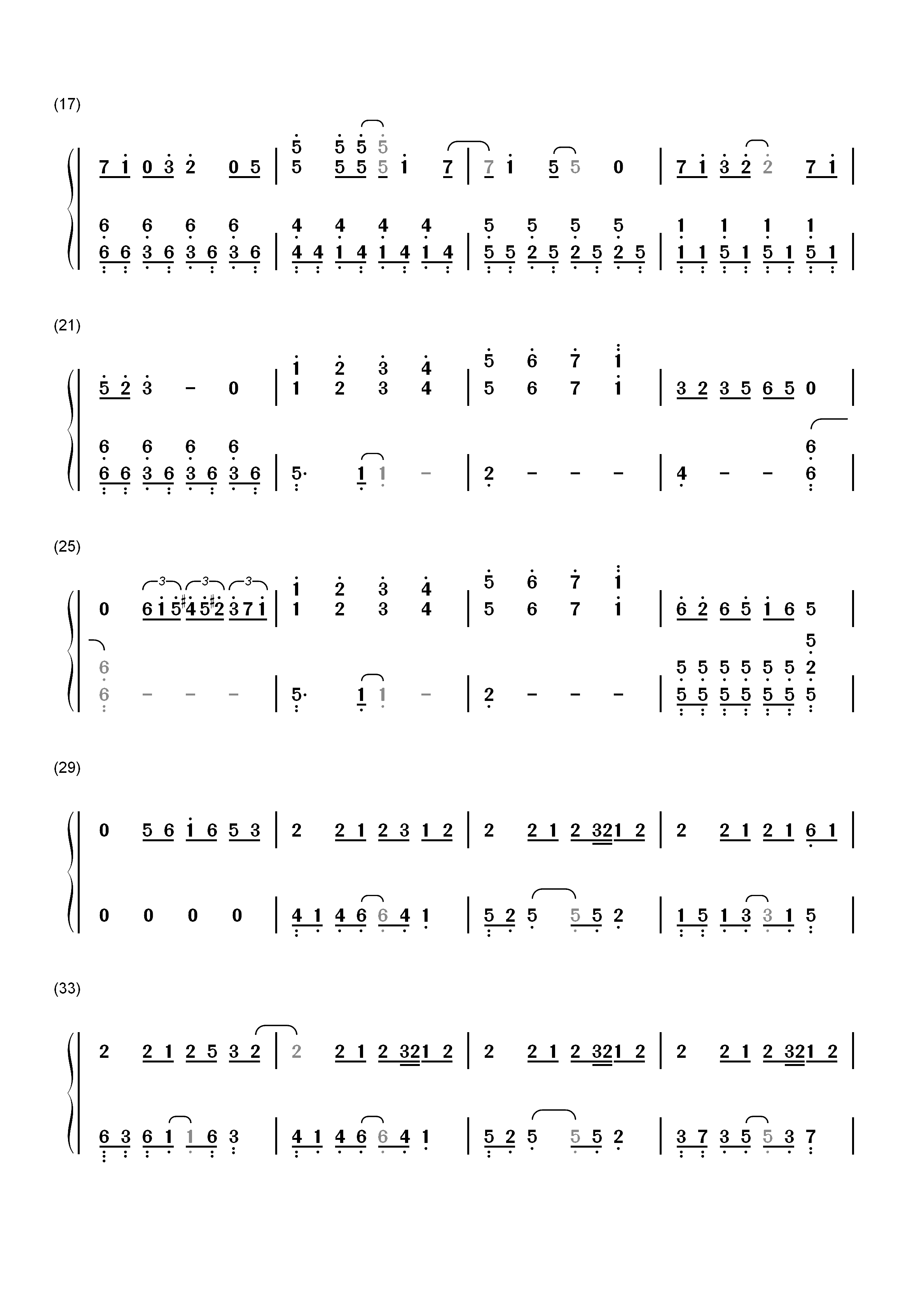 スパイス-食戟之灵ED双手简谱预览2