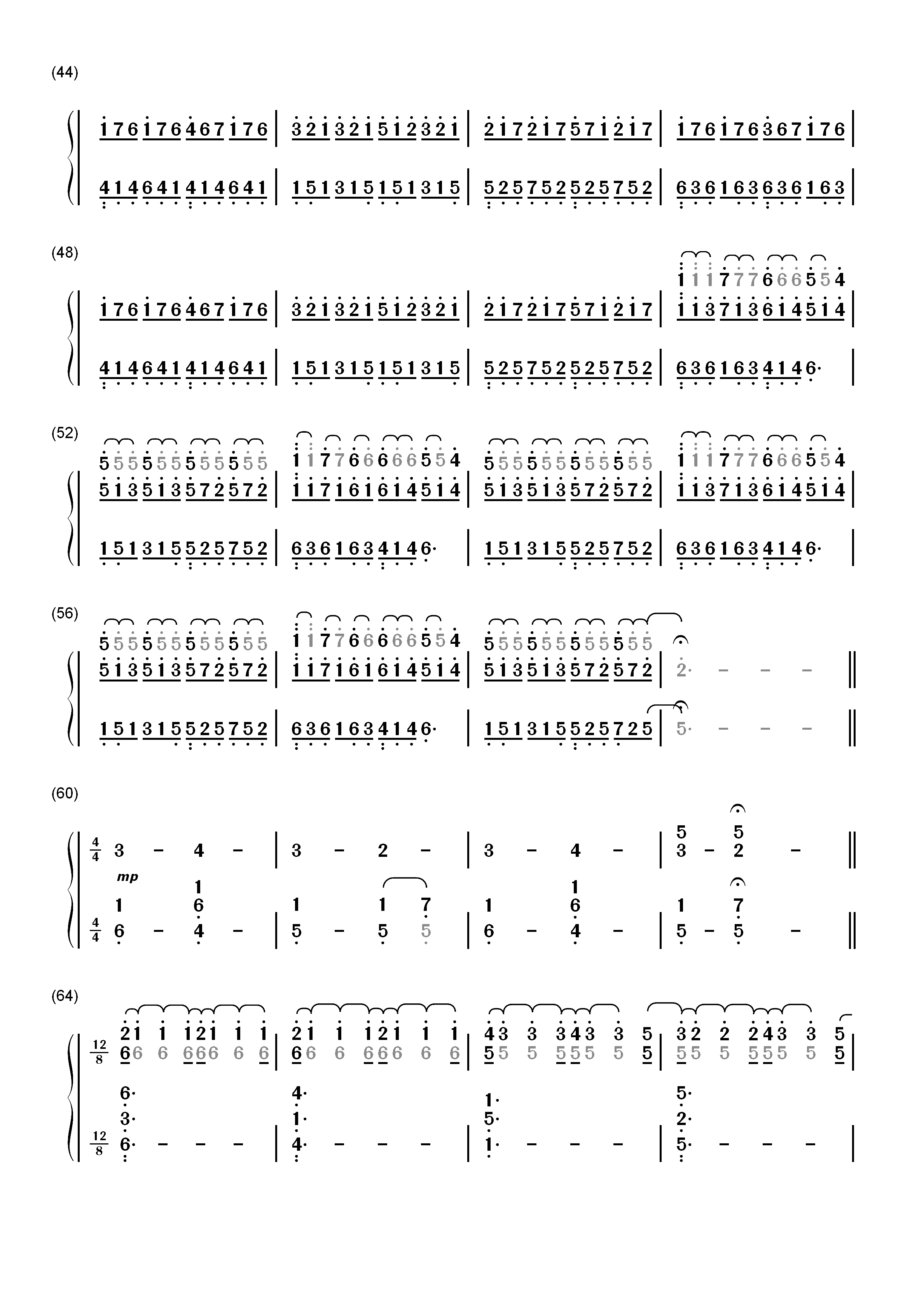 Nuvole Bianche-Ludovico Einaudi双手简谱预览3