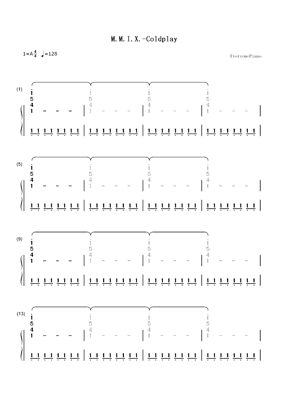 M.M.I.X-Coldplay双手简谱预览1