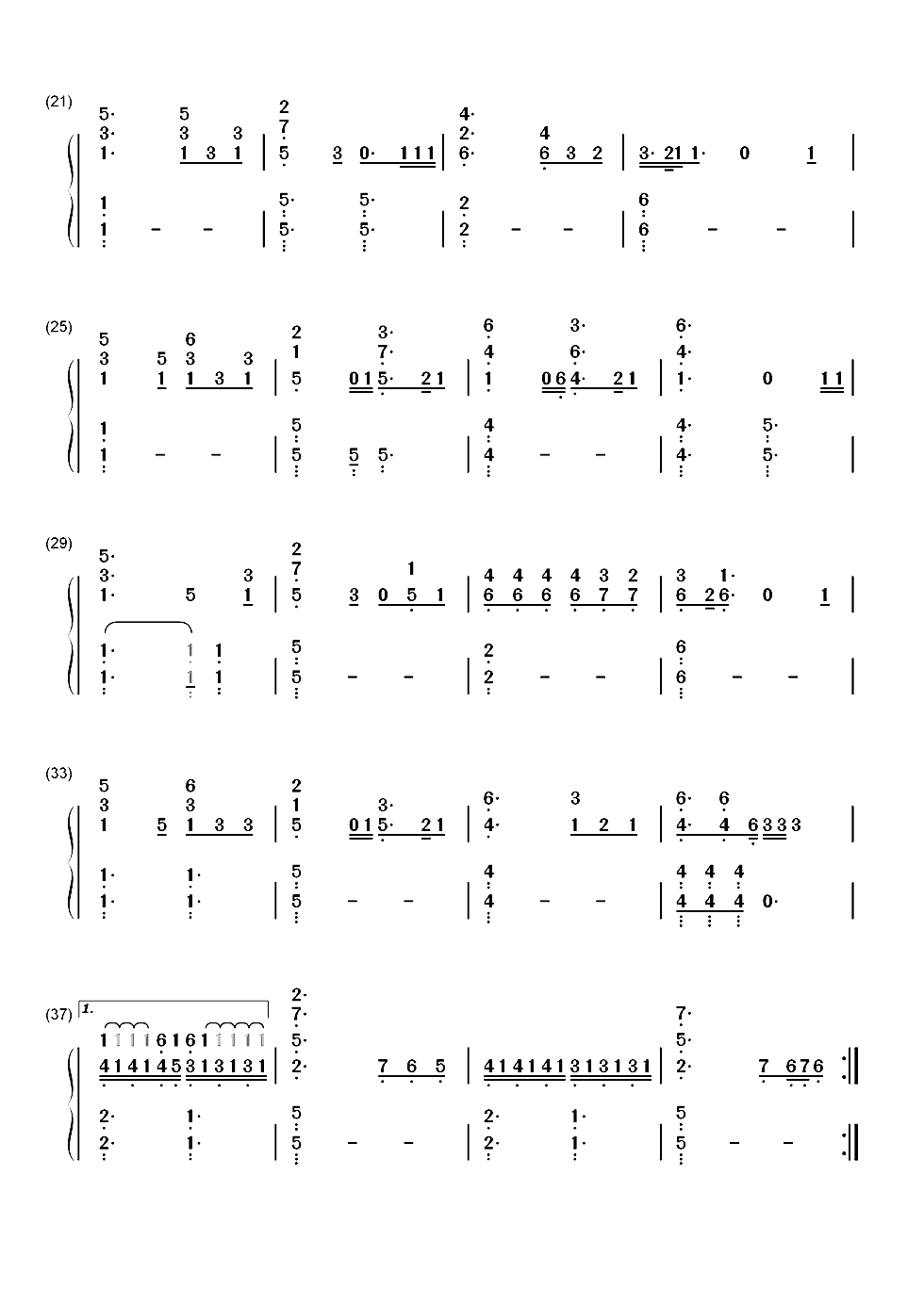 Remedy-Adele双手简谱预览2